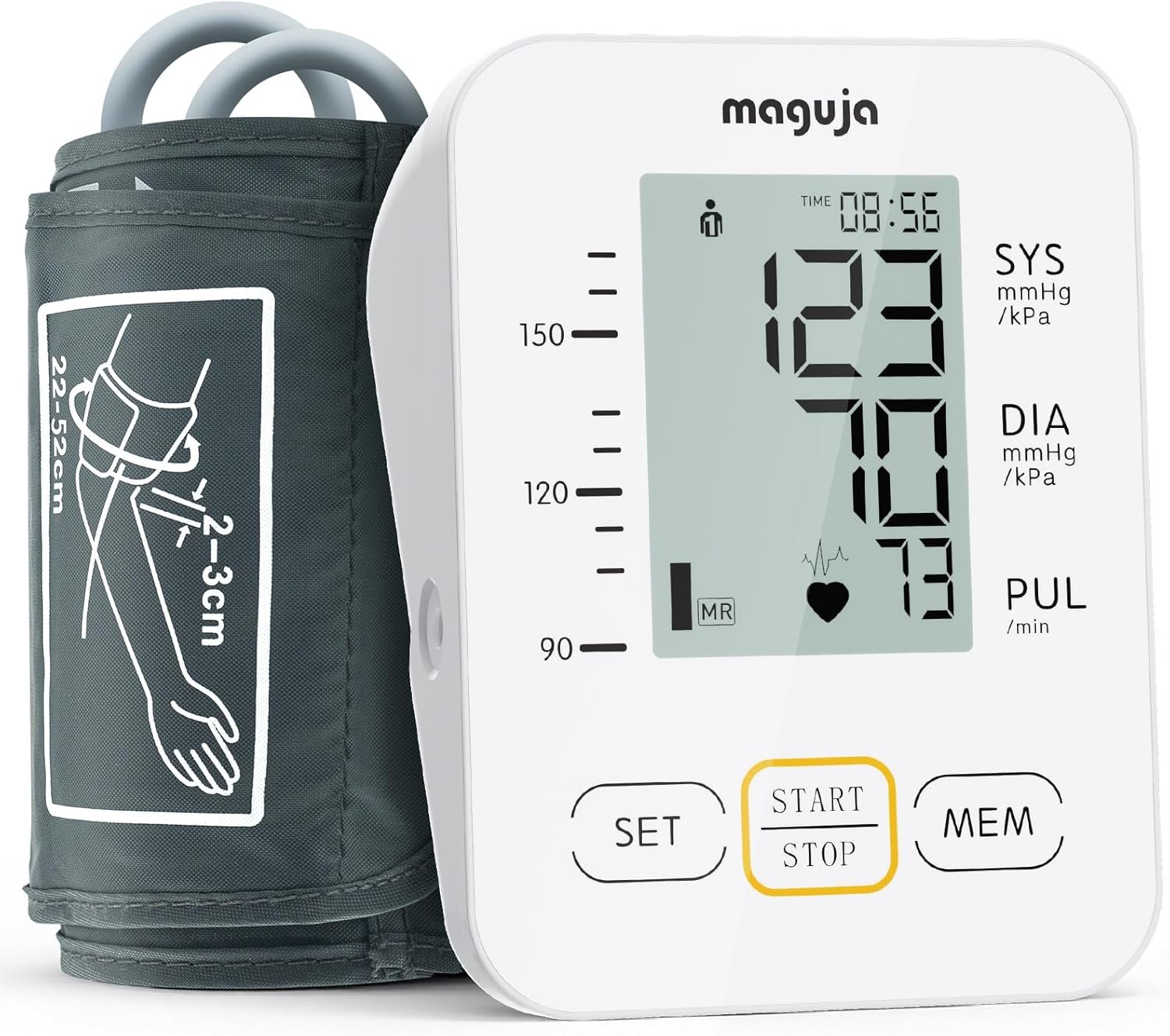 maguja Blood Pressure Monitors with Large Blood Pressure Cuff for Home Use | 8.7″-20.5″ Adjustable Cuff, Automatic Digital Upper Arm BP Machine, Large Display, One-touch, 2 Users, Accuracy Readings