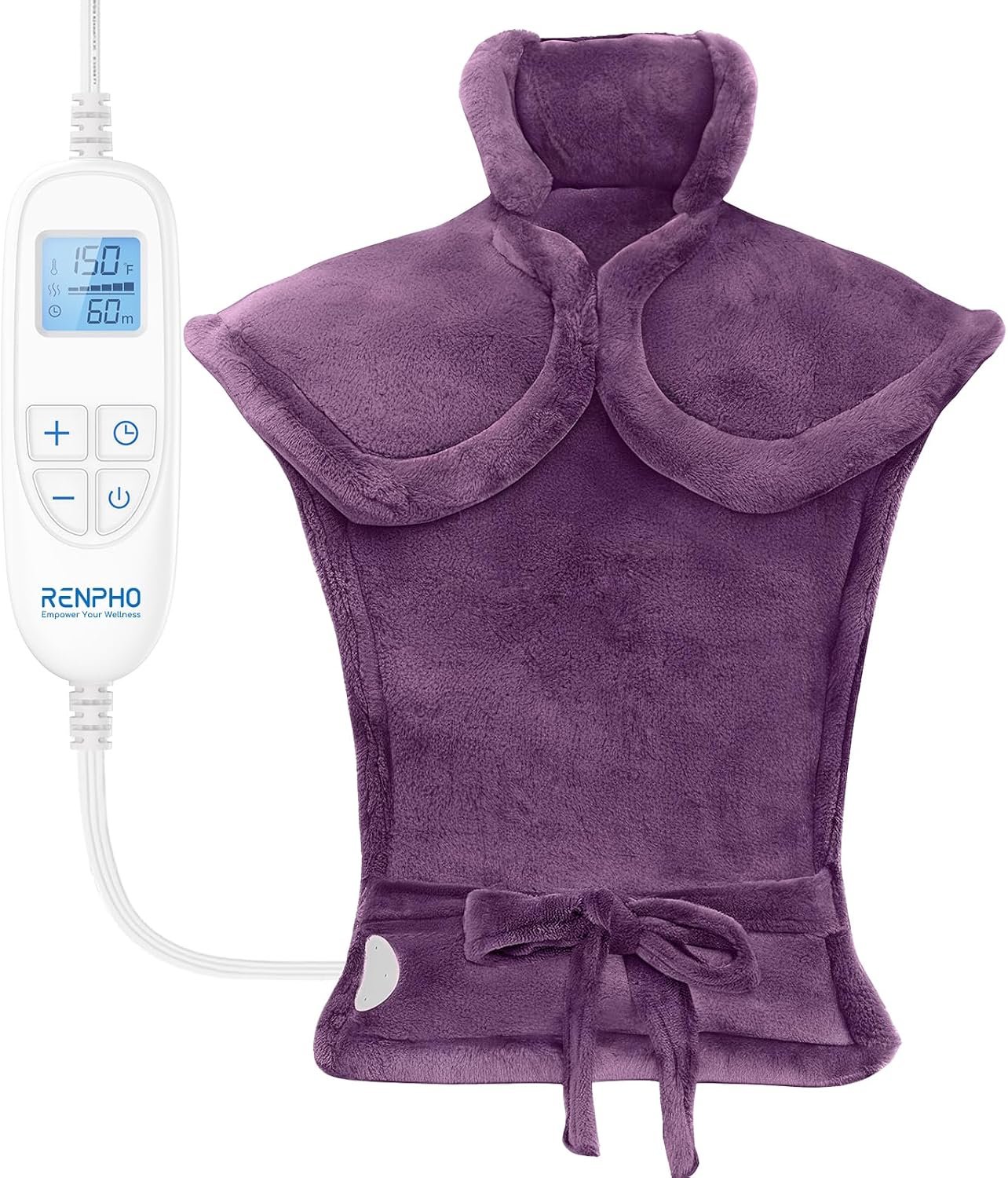 RENPHO Electric Heating Pad for Back with 6 Heat Levels, FSA Eligible HSA | Washable Neck & Shoulder Heating Pad, Gift for Women, Men, Mom, Dad & Wife, HSA Approved, ETL Certified, 24 x 33″, Purple