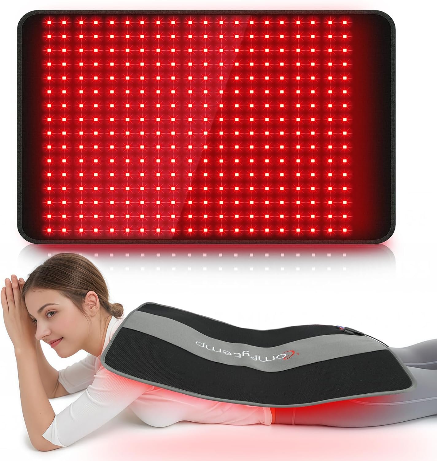 Comfytemp Red Light Pad for Body, 24” x 17”, 660nm & Invisible 850nm | Flexible Near Infrared Light Wrap with Timer, Wearable Light Pad for Back Knee Belly Joint Muscle, Home Office Use, Corded