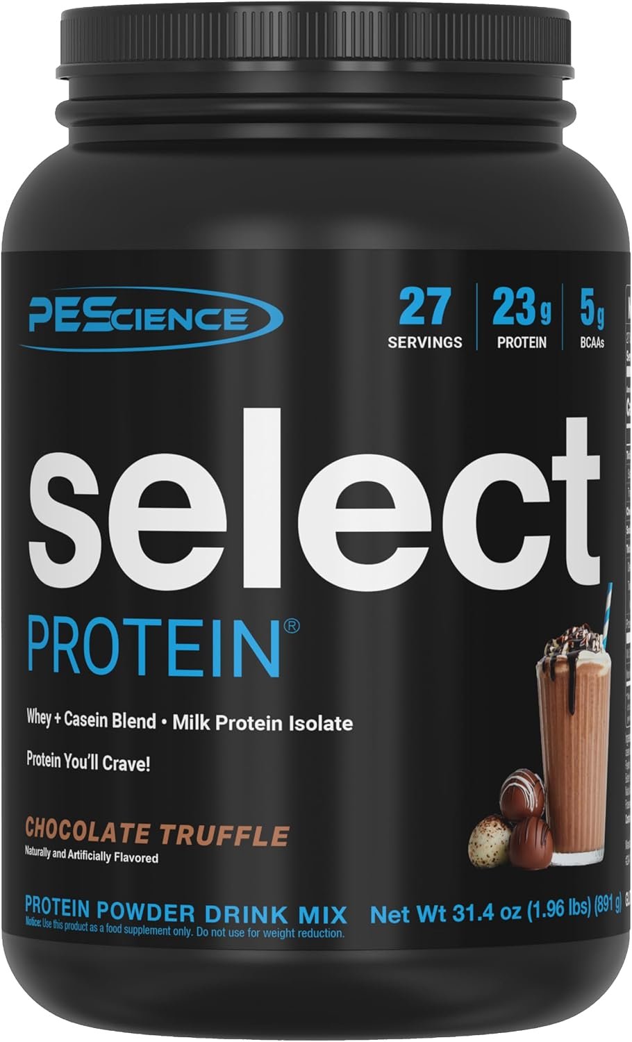 PEScience Select Protein Powder, Chocolate Truffle, 27 Servings | Whey and Casein Blend, Gluten Free, Lean Protein Powder, Low Calorie, Low Carb, Keto Friendly