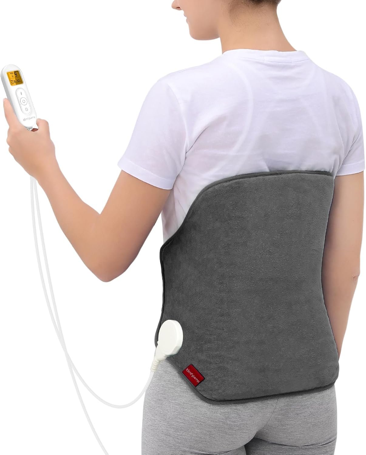 Comfytemp Heating Pad for Back & Period Abdomen, FSA Eligible HSA, XL, Grey | Electric Heating Pad for Period Lumbar Abdomen , Birthday Gifts for Women Men, Heated Waist Belt, 9 Heat Level, Auto Off