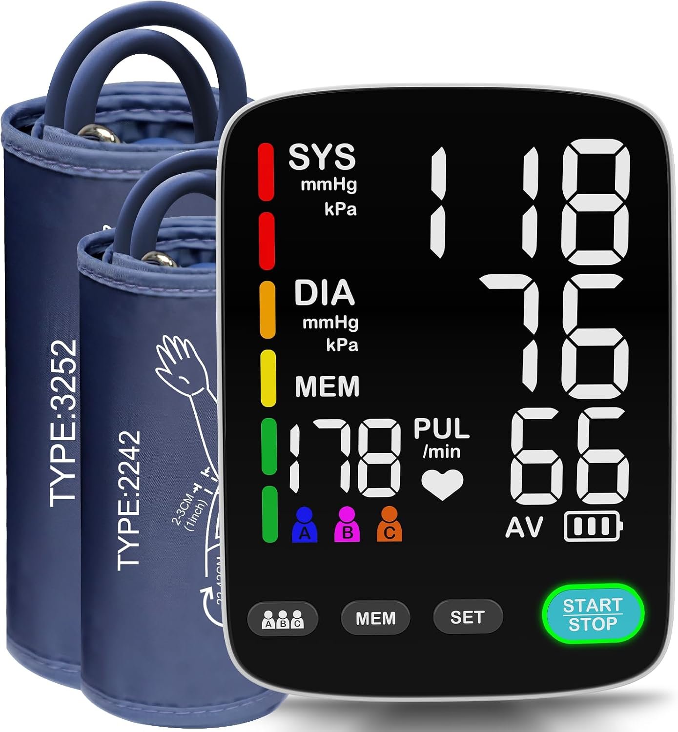 Blood Pressure Monitor,Automatic Upper Arm Blood Pressure Machine with 3×199 readout,5.4 inch LED Large Screen,Adjustable Two Cuff 9 to 17 inches or 13 to 21 inches