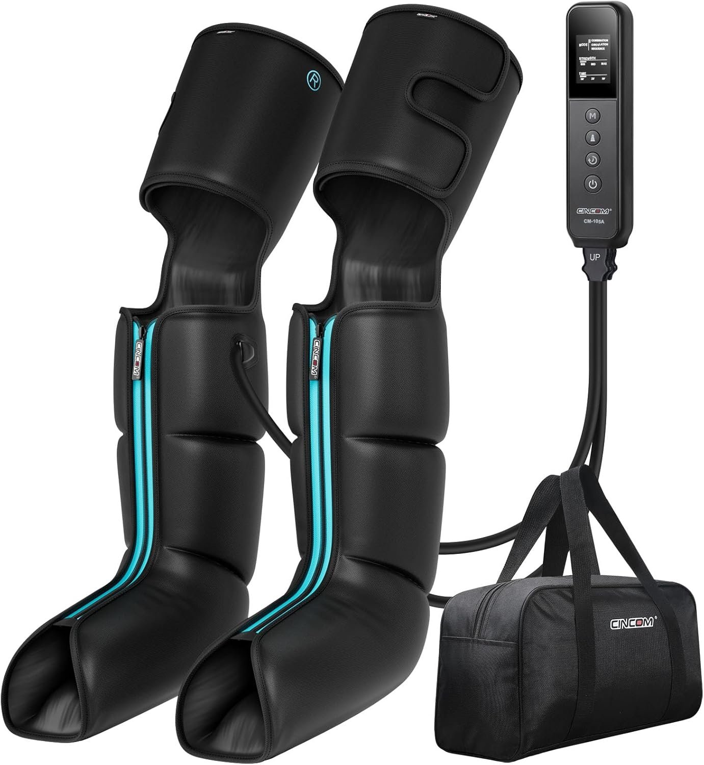 CINCOM Air Compression Leg Massager for Circulation & Pain Relief FSA – HSA | 3 in 1 Leg Massager for Foot Calf & Thigh, Leg Compression Boots for Recovery, Edema, RLS Relief