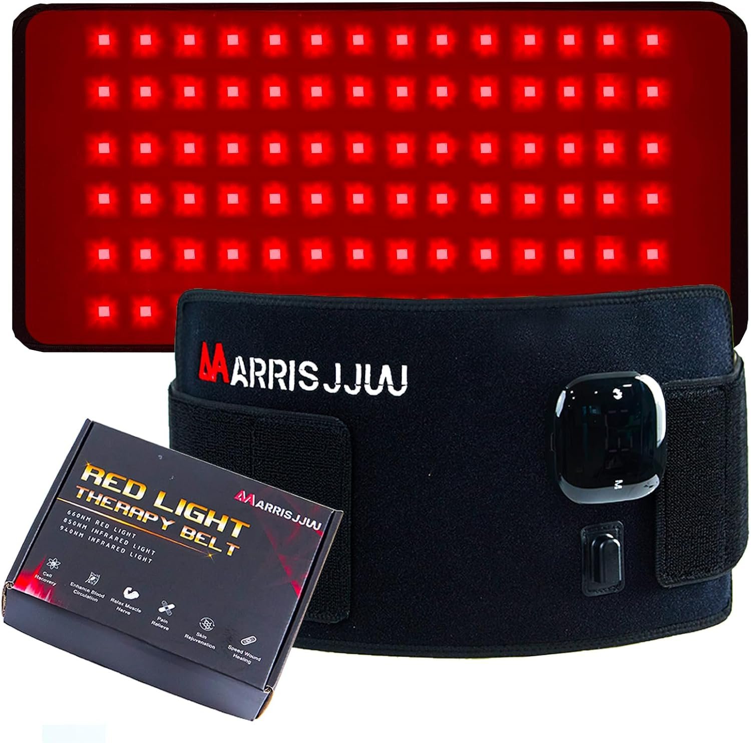Rechargeable Red Light Therapy Belt, 3-in-1 Wavelengths 660nm 850nm 940nm, Infrared Heating Pad for Body, Portable Home Use for Men and Wome