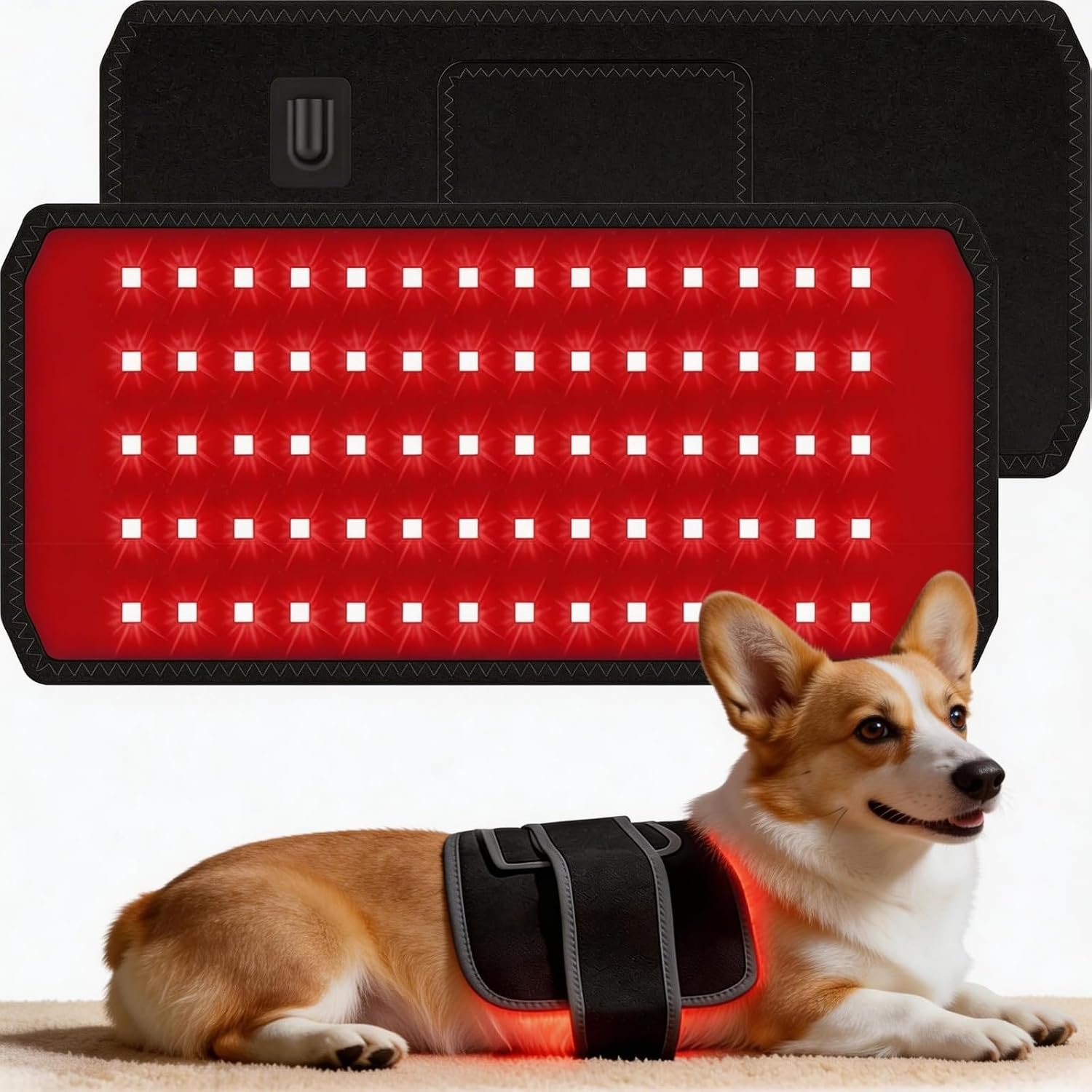 13.7″*7″ Red Light Therapy Pad for Dogs Body, 70 LEDs Redlight Therapy Wrap with Timer, Heating Mat Products with Band for Back Belly Leg Knee Thigh, Gifts for Men, Women, Pets Dog