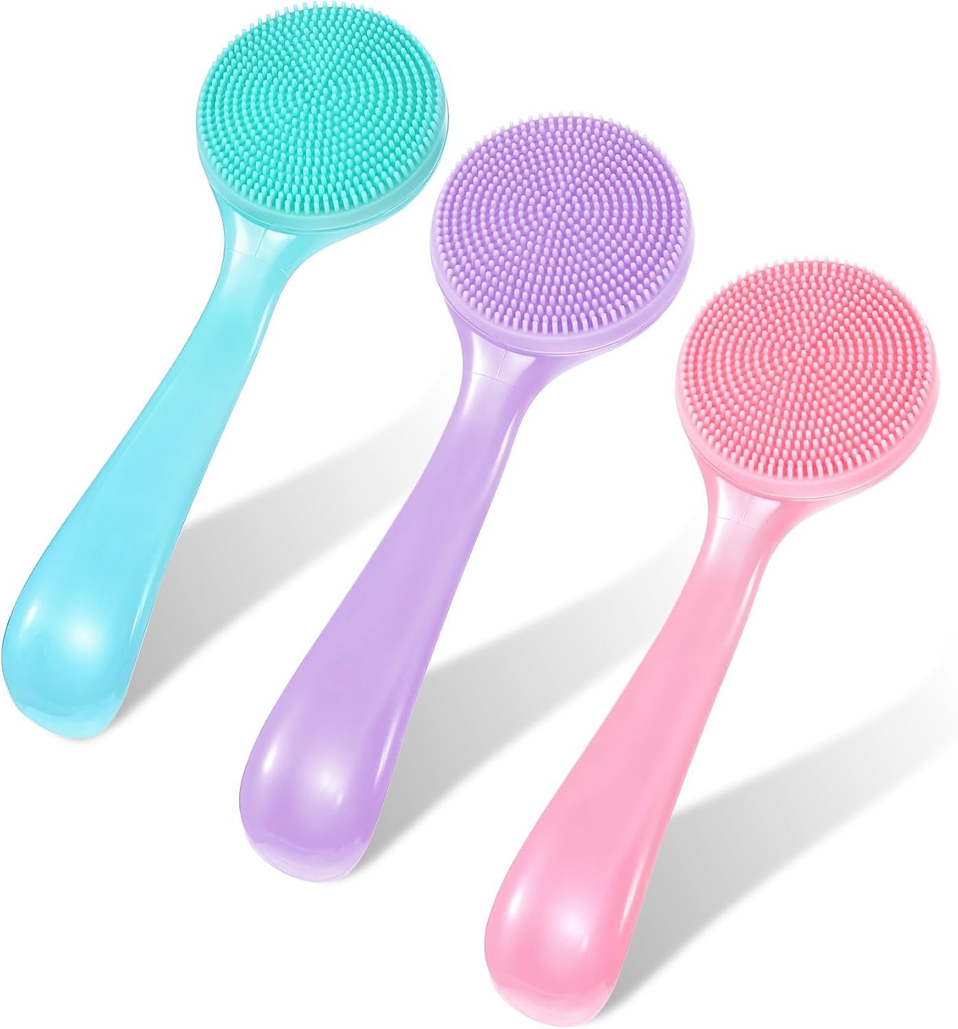3 Pack Silicone Facial Scrubber, Silicone Facial Cleansing Brush | Soft Bristles, for Deep Cleaning, Exfoliating, & Makeup Removal, for Women, & Men