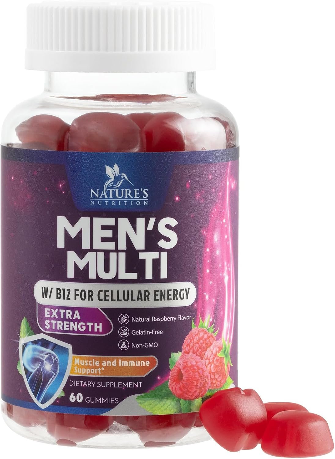 Multivitamin for Men – Complete Daily Mens Multivitamin Gummies with Vitamin D, B Vitamins, Zinc & More – Energy, Memory, Focus & Immune Health Support – 13 Essential Vitamins & Minerals – 60 Capsules