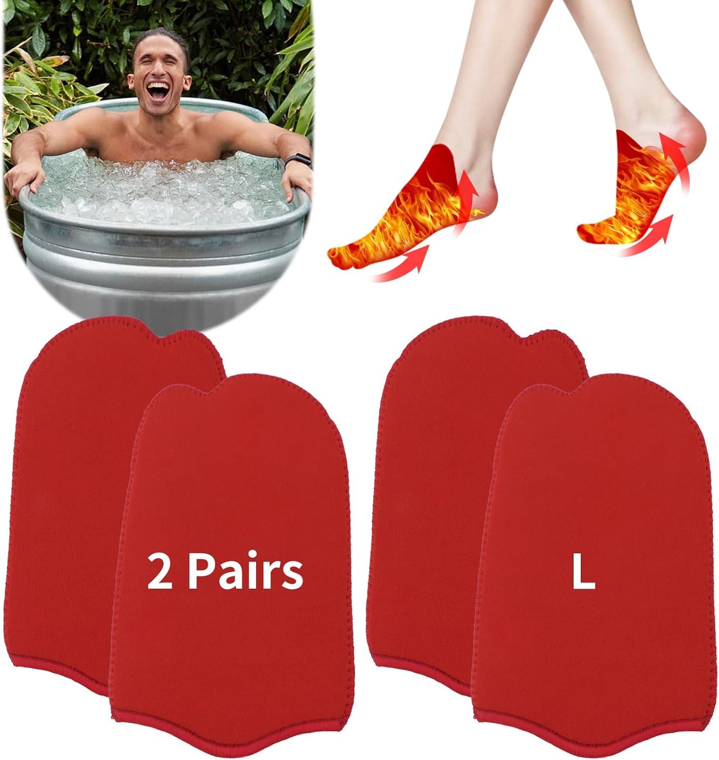 2 Pairs Ice Bath Toe Socks, Cold Plunge Toe Covers, Ice Bath Toe Booties Cold Plunge Toe Booties, Cold Plunge Tub Accessories, Reusable Neoprene Toe Warmers for Cold Plunge at Home