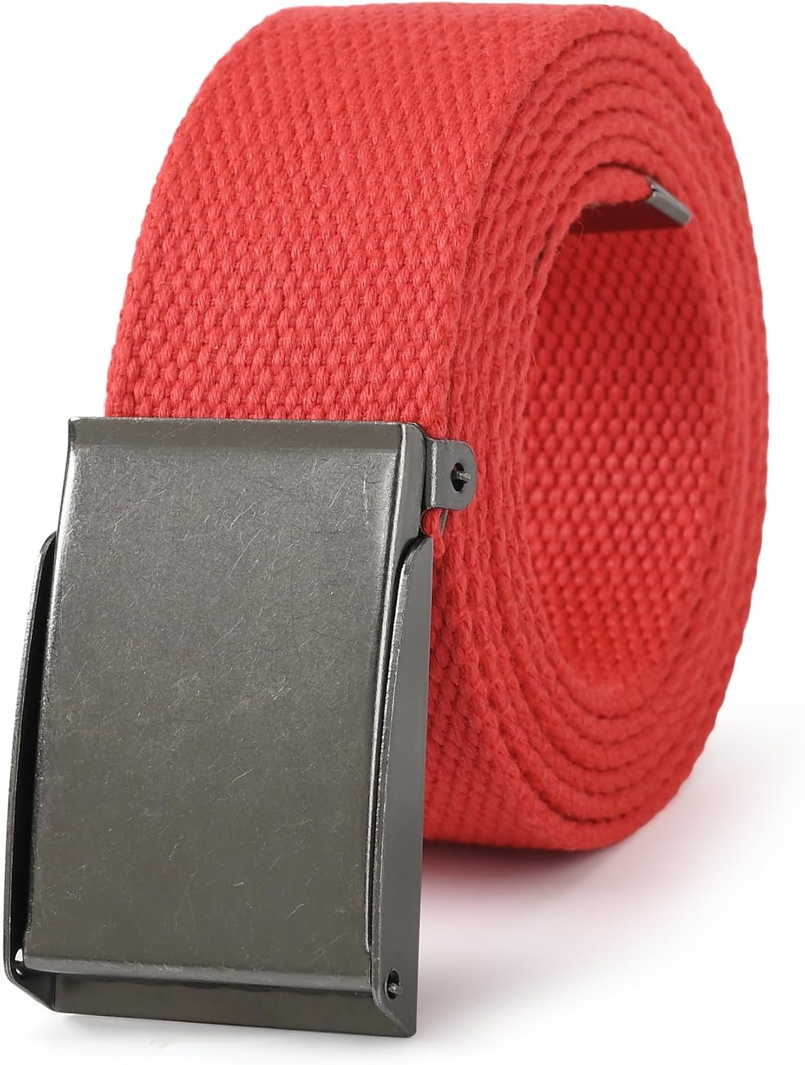 Mile High Life Canvas Web Belt | Cut to Fit Up to 52″ | Flip-Top Matte Silver Nickel Buckle 12 Colors