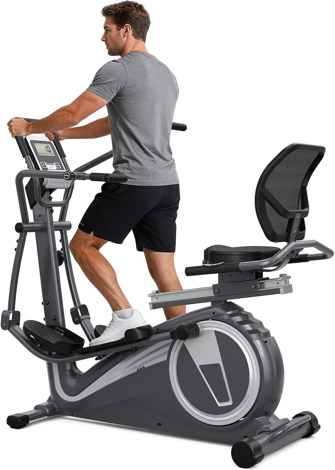THERUN Recumbent Elliptical Exercise Machine, Quiet Stationary Exercise Bike for Home, 15.8″ Stride Elliptical Training Machines w/Arm Leg Exercisers, 8-Level Resistance, Adjustable Seat