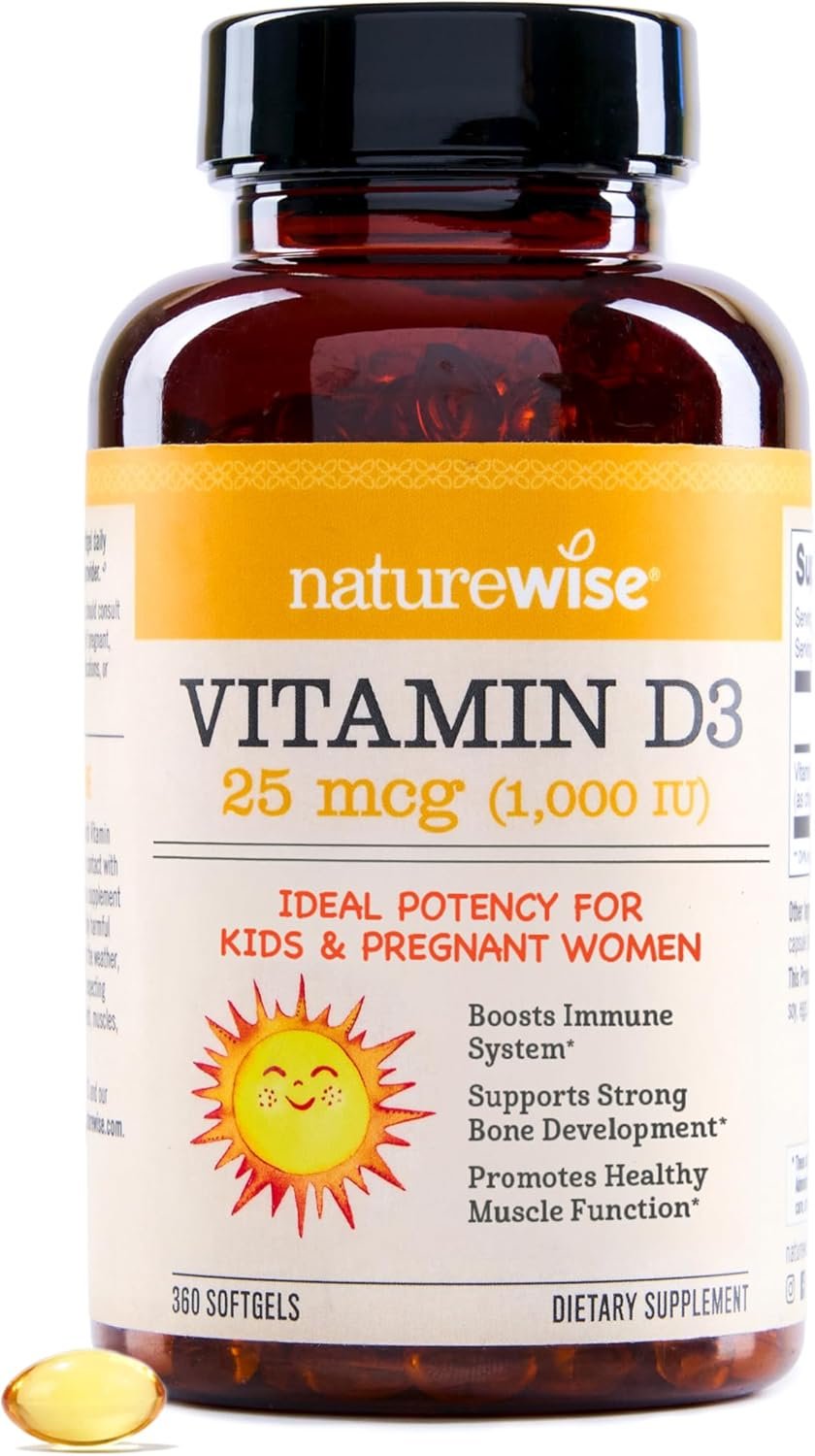NatureWise Vitamin D3 1000IU Supplement, Immune Support, 360 Mini Softgels | 25mcg Vitamin D3 Supplement – Organic Extra Virgin Olive Oil – Supports Bone Health & Muscle Function – 1-Year Supply