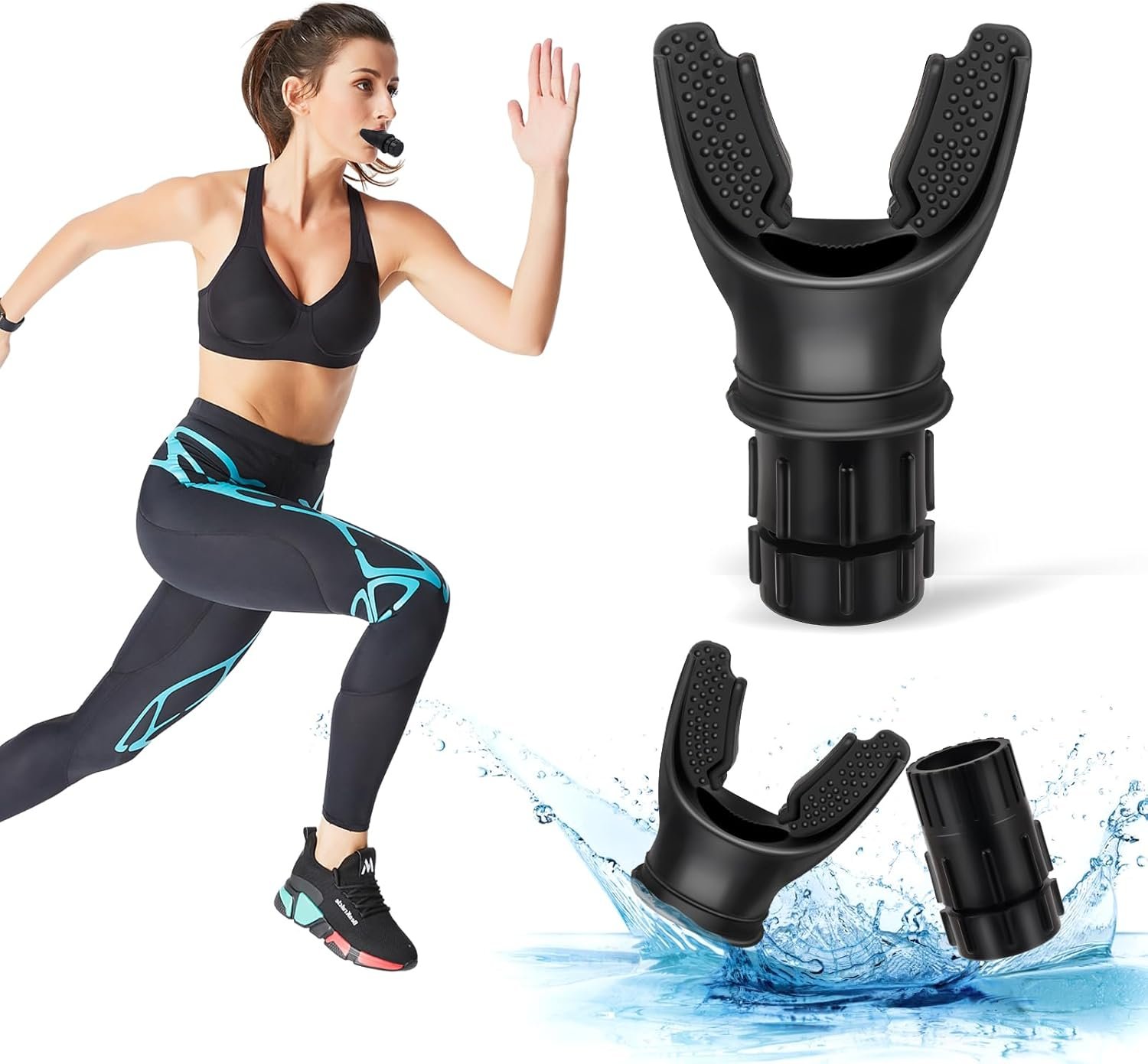 TEAWOO Portable Breathing Trainer with Adjustable Resistance Settings | Breathing Trainer for Enhanced Strength and Endurance, Black