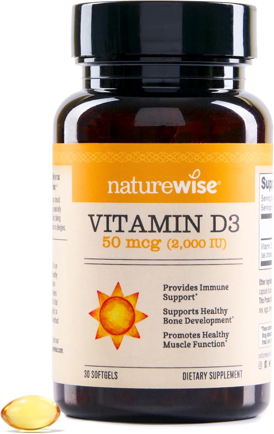 NatureWise Vitamin D3 2000IU Supplement, Bone & Immune Health, 30 Softgels | Vitamin D 50 mcg – Organic Extra Virgin Olive Oil – Muscle & Bone Support – Gluten Free & USA Manufactured – 200-Day Supply