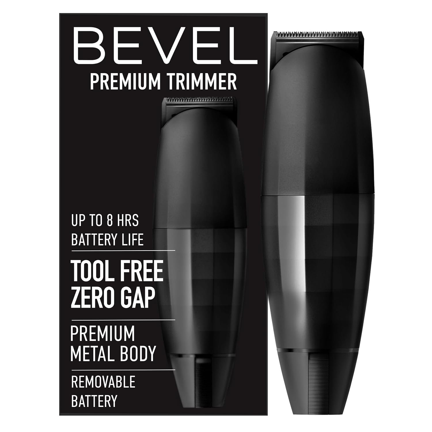 Bevel Beard Trimmer for Men – Black Edition Cordless Trimmer, Tool Free Adjustable Zero Gapped Blade, Barber Supplies, Mustache Trimmer