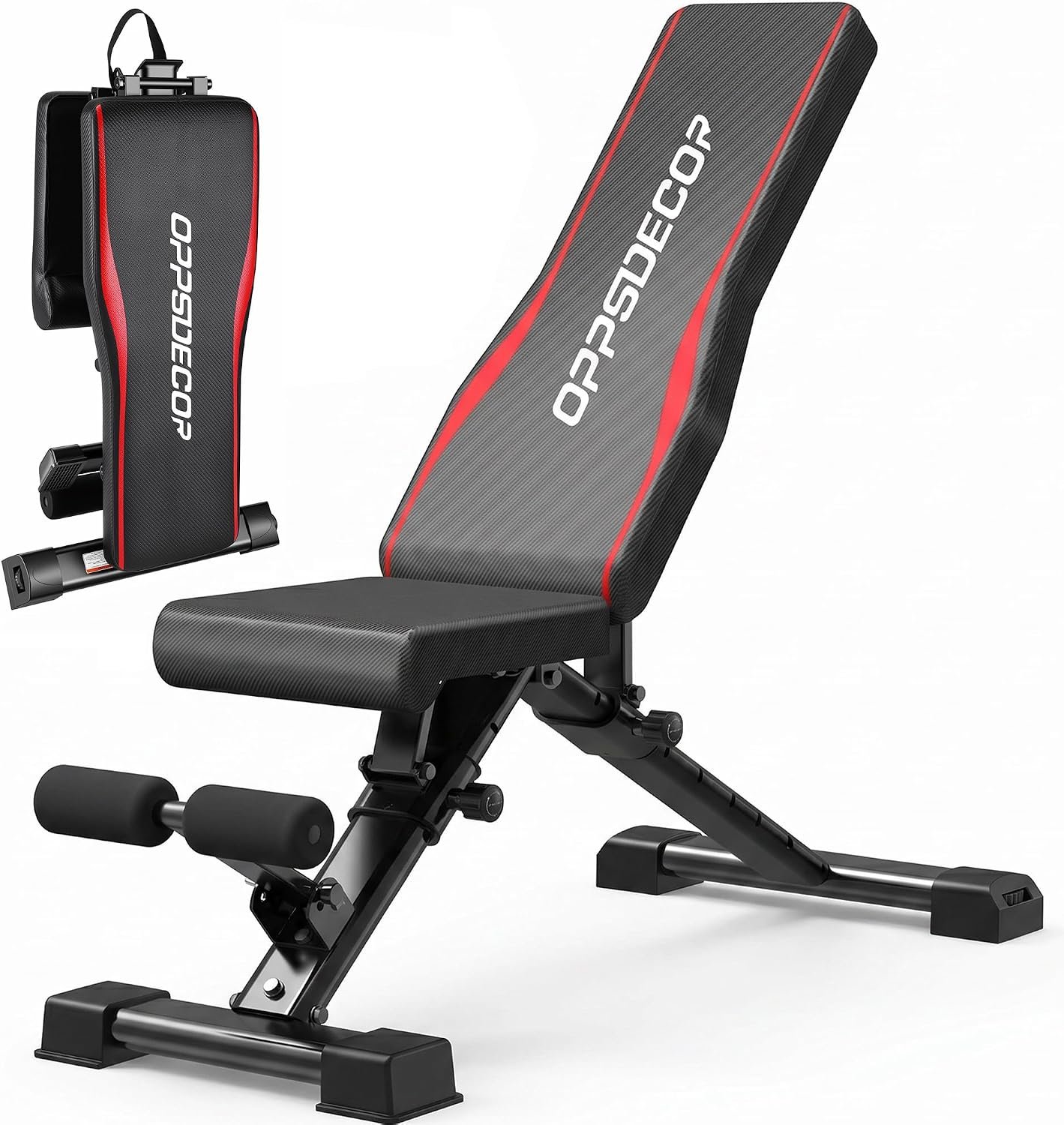 OPPSDECOR Adjustable Weight Bench, 900LBS Incline Decline Flat for Home Gym | Incline Decline Flat Bench Press, 8+4+2 Positions, 18.5in Seat Height, 99% Pre-Assembled, Fits 5-6ft Users, Folds in 1 Min