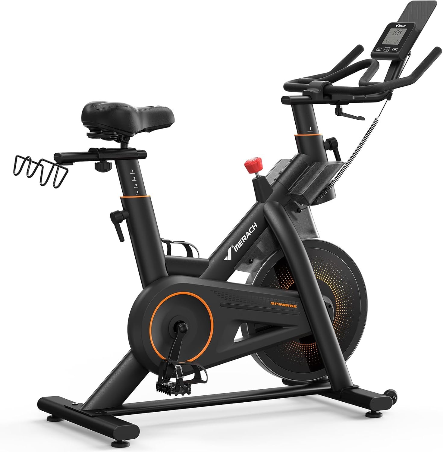 MERACH Magnetic Exercise Bike, Heavy Duty Stationary Bike for Home Gym | Low Noise Indoor Workout Bike with Exclusive APP & Coach-Led, Customizable Seating and Handlebar Height, 300 350 Lbs Option