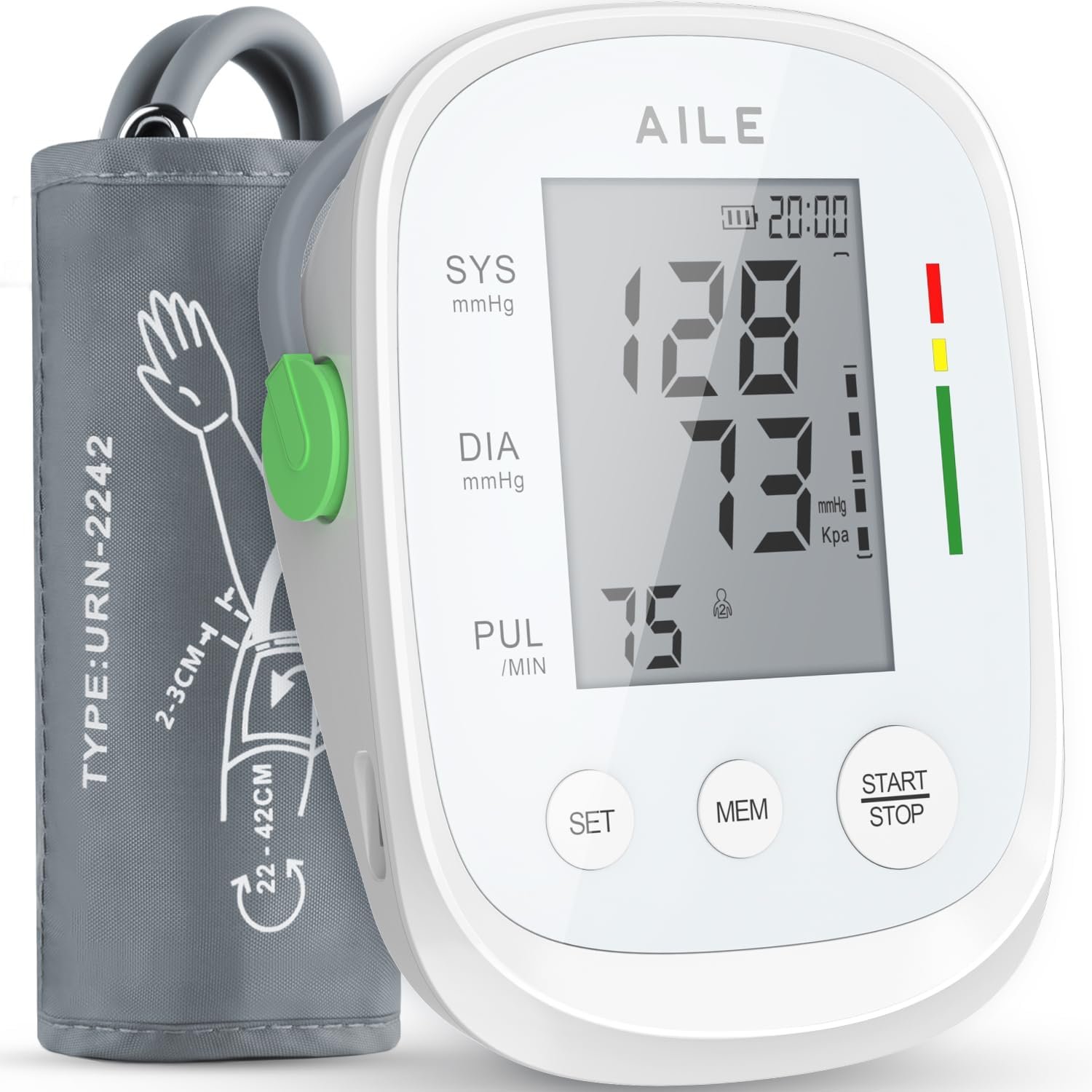 AILE Upper Arm Blood Pressure Monitor, Bp Cuff(8.7″-16.5″), 2×99 Memory | One-Touch Accuracy Readings, Digital Display, Memory Function, Fast 30 Reading, USB-C or 4 AAA, Home Use or Travel