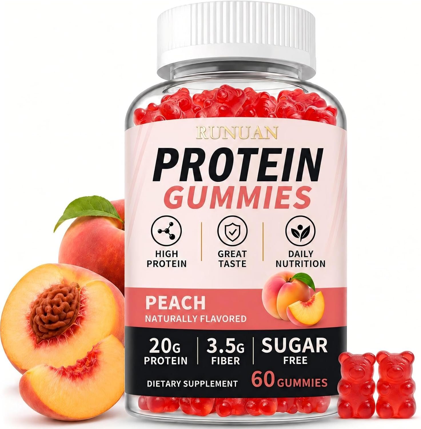 20G Whey Protein Gummies, Protein Supplement with Magnesium