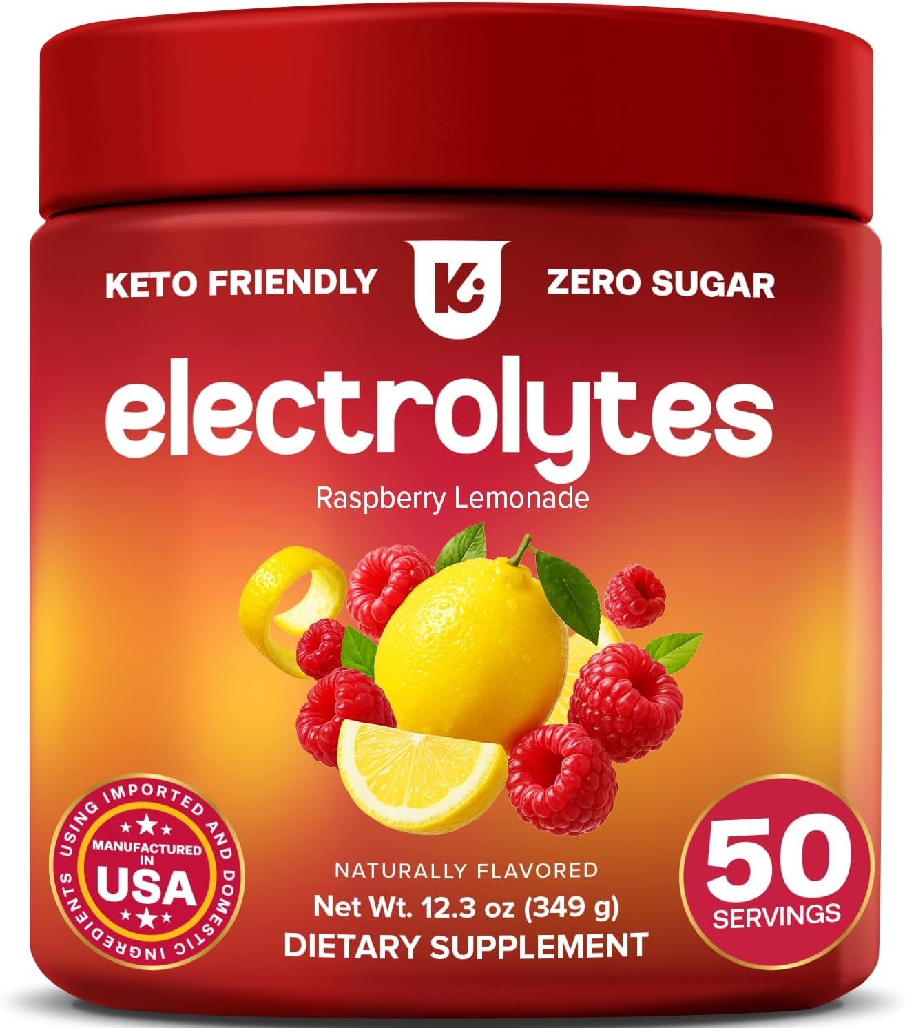 Keppi Electrolytes Powder – Raspberry Lemonade Flavor 50 Servings – No Sugar Hydration Supplement with Magnesium, Potassium, Sodium – Keto, Vegan, Fasting-Friendly, Zero Calorie Electrolyte Drink