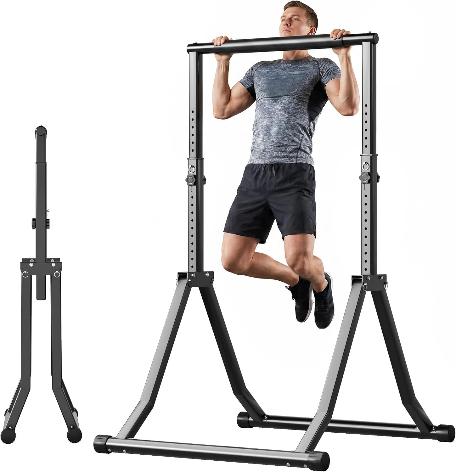 Foldable Pull Up Bar Station 66.1”-84.6” Power Tower