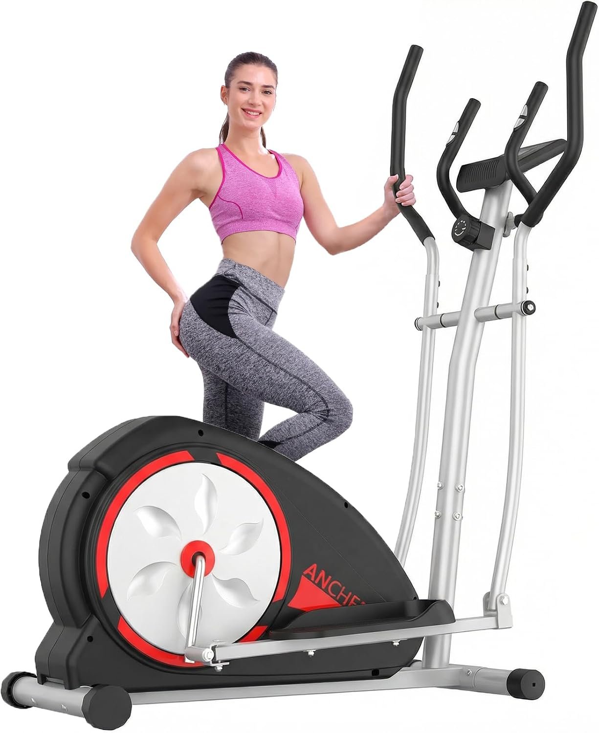 ANCHEER Elliptical Exercise Machine, Elliptical Trainer for Home Gym, Exercise Equipment 500Lbs Max Weight, Ultra-Silent Elliptical Machine, with Pulse Rate Grips, LCD & Smooth Resistance Levels