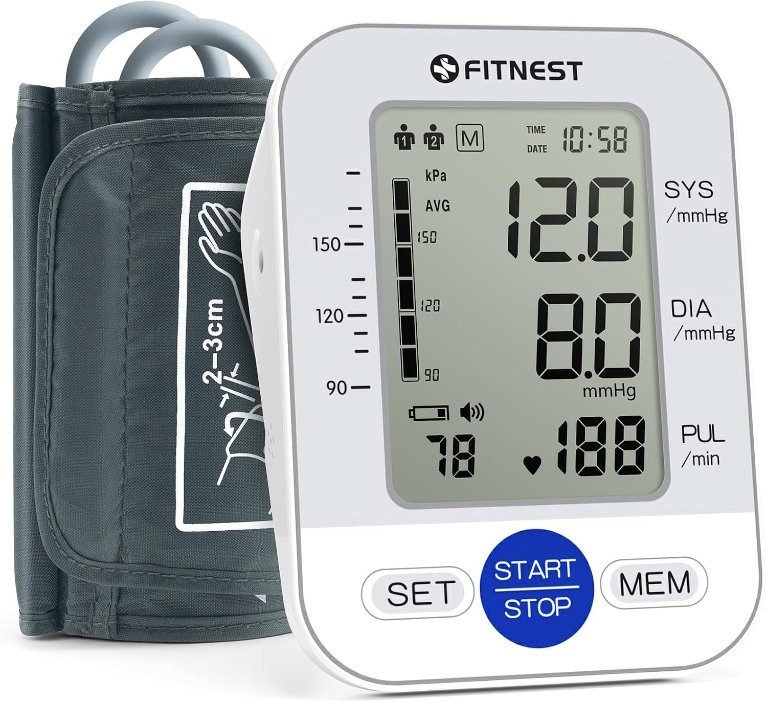 Blood Pressure Monitor, Automatic Digital Upper Arm BP Machine for Home Use | 8.7″-16.5″ Adjustable Blood Pressure Cuff, High BP Monitor for 2 Users, Large LCD Display, Dual Power, Storage Bag, Accurate