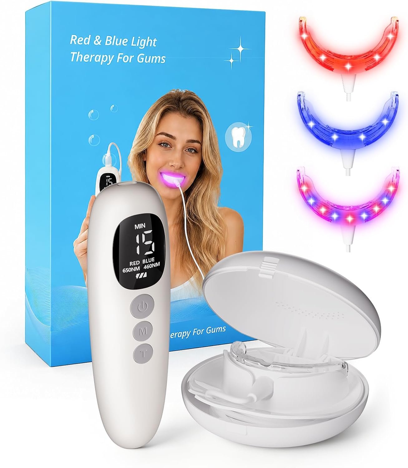 Red Light Therapy for Gums, KTS Oral Care Light with Smart Controller, Red & Blue LED for Gum Health, Toothache Relief, Repair Bleeding Sensitive Gums, Detachable Mouthpiece for Easy Cleaning