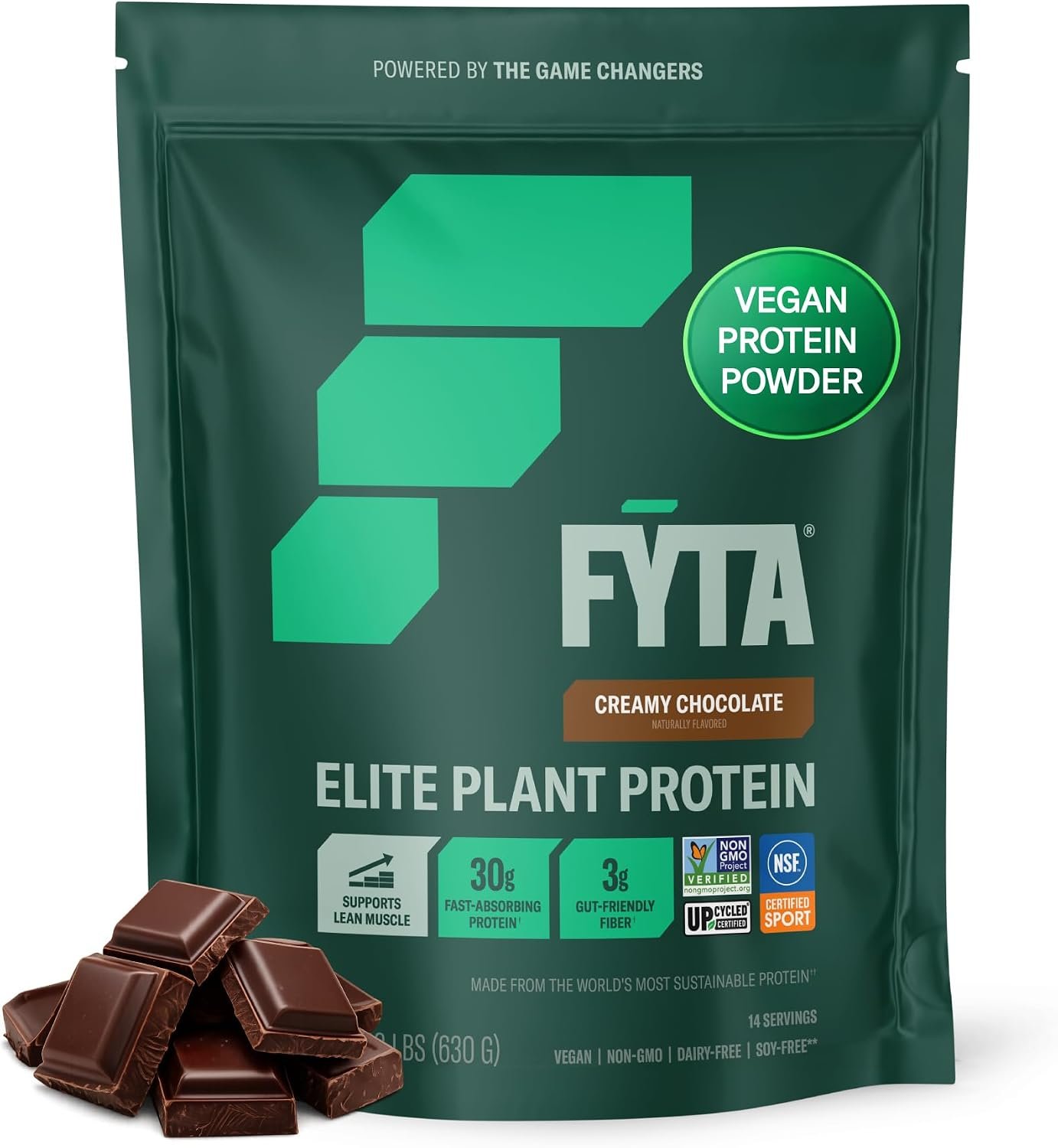 Vegan Protein Powder – Chocolate Plant Based Protein Powder with Better Taste & Texture Than Whey Protein – 30g Non-GMO & Dairy Free Protein Powder Vegan for Women & Men – Creamy Chocolate 630g
