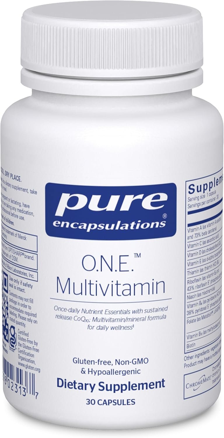 Pure Encapsulations O.N.E. Multivitamin, 30 Capsules | Once Daily Multivitamin with Antioxidant Complex Metafolin, CoQ10, and Lutein to Support Vision, Brain Function