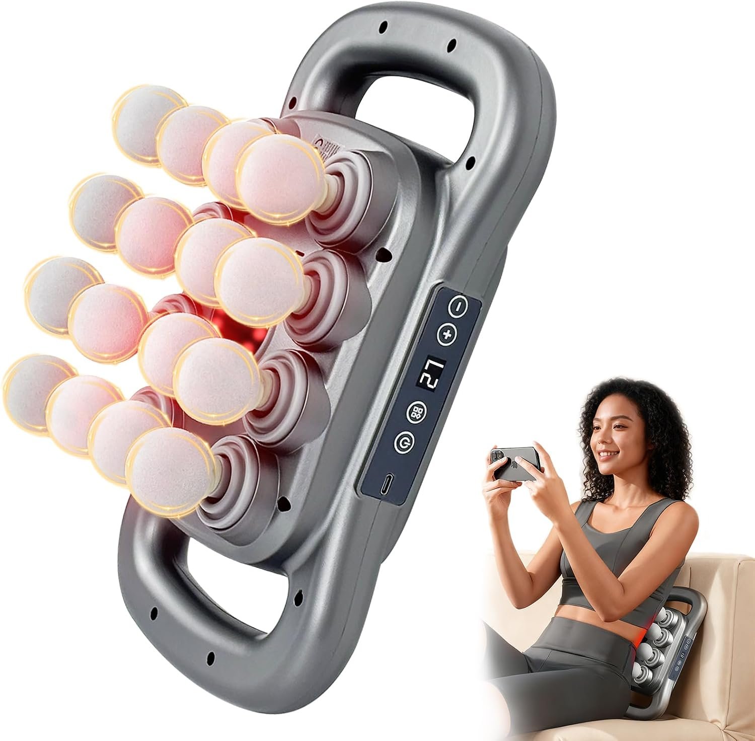 16 Head Massage Gun Deep Tissue for Body & Back 9 Modes and 9 Intensities | Relieve Muscle Tension, Rejuvenate Muscles, and Deep Fatigue Relief, Ergonomics Body Massagers for Legs, Shoulders, Waist