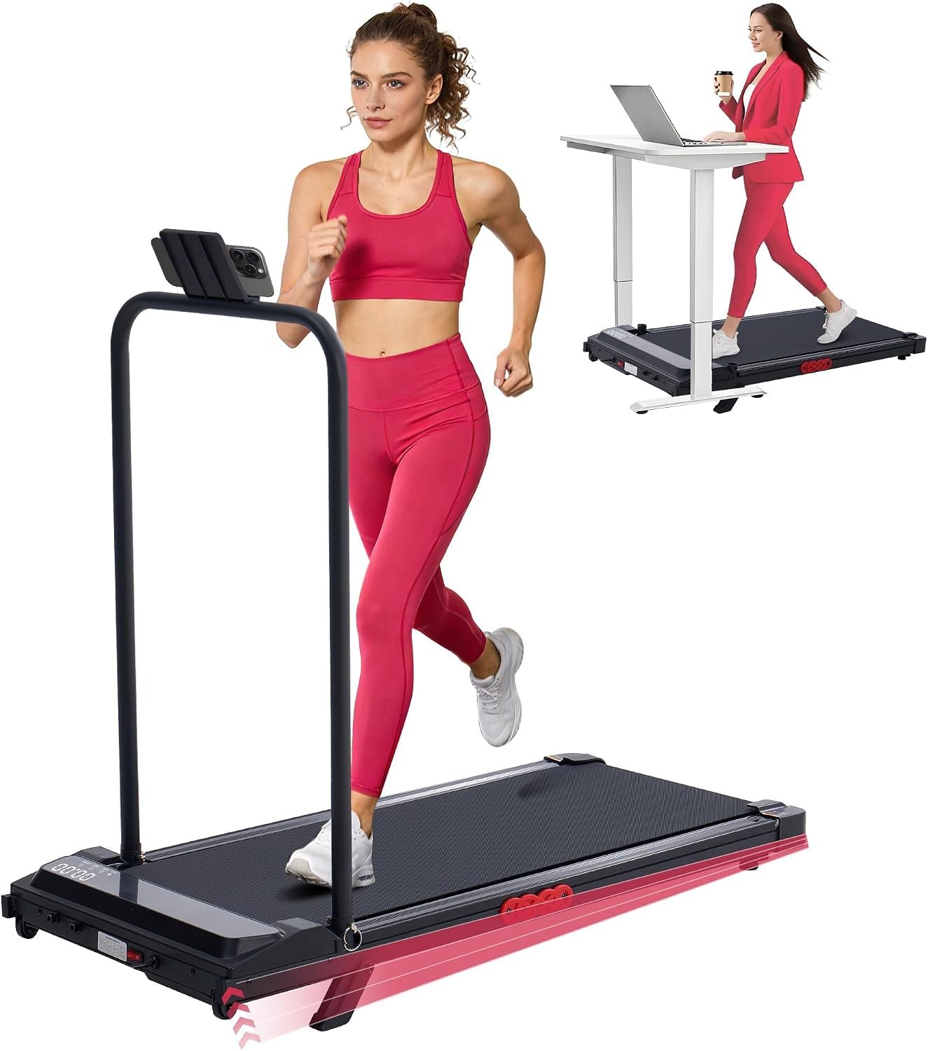 Small Treadmill for Home, Walking Pad Treadmill with Incline and Handle Bar | 3.0HP Electric Under Desk Treadmill for Small Space, 0.6-7.6MPH Portable Mini Exercise Treadmills, 350LBS Capacity
