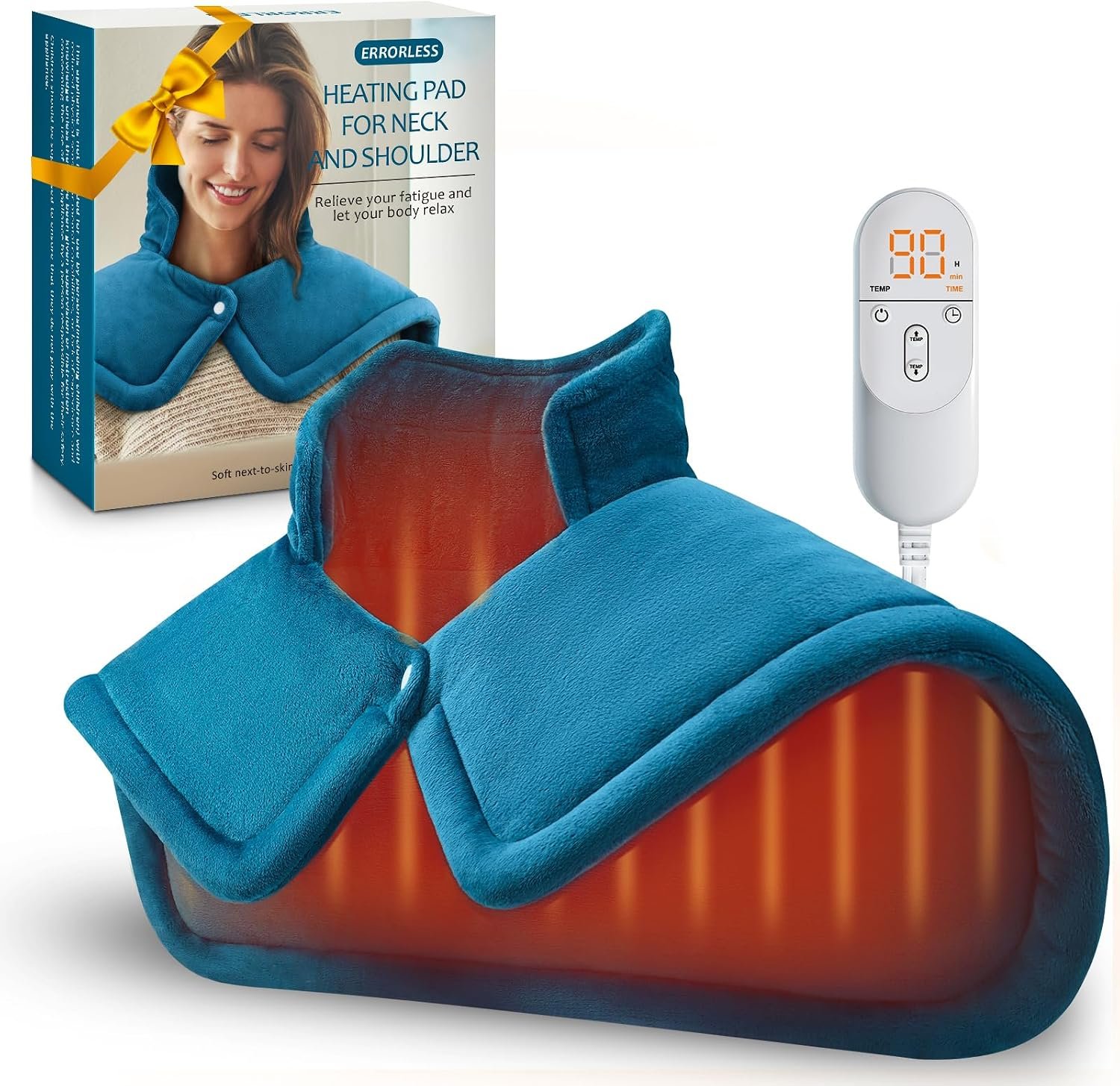 Heating Pad for Neck Shoulders Back, Electric Heat Pads, Weighted Heated Wrap for Daily Relax 6 Heat Settings 4 Auto Timers, Birthday Gifts for Women Men Mom Dad Wife Husband, 17″x23″, ETL Certified