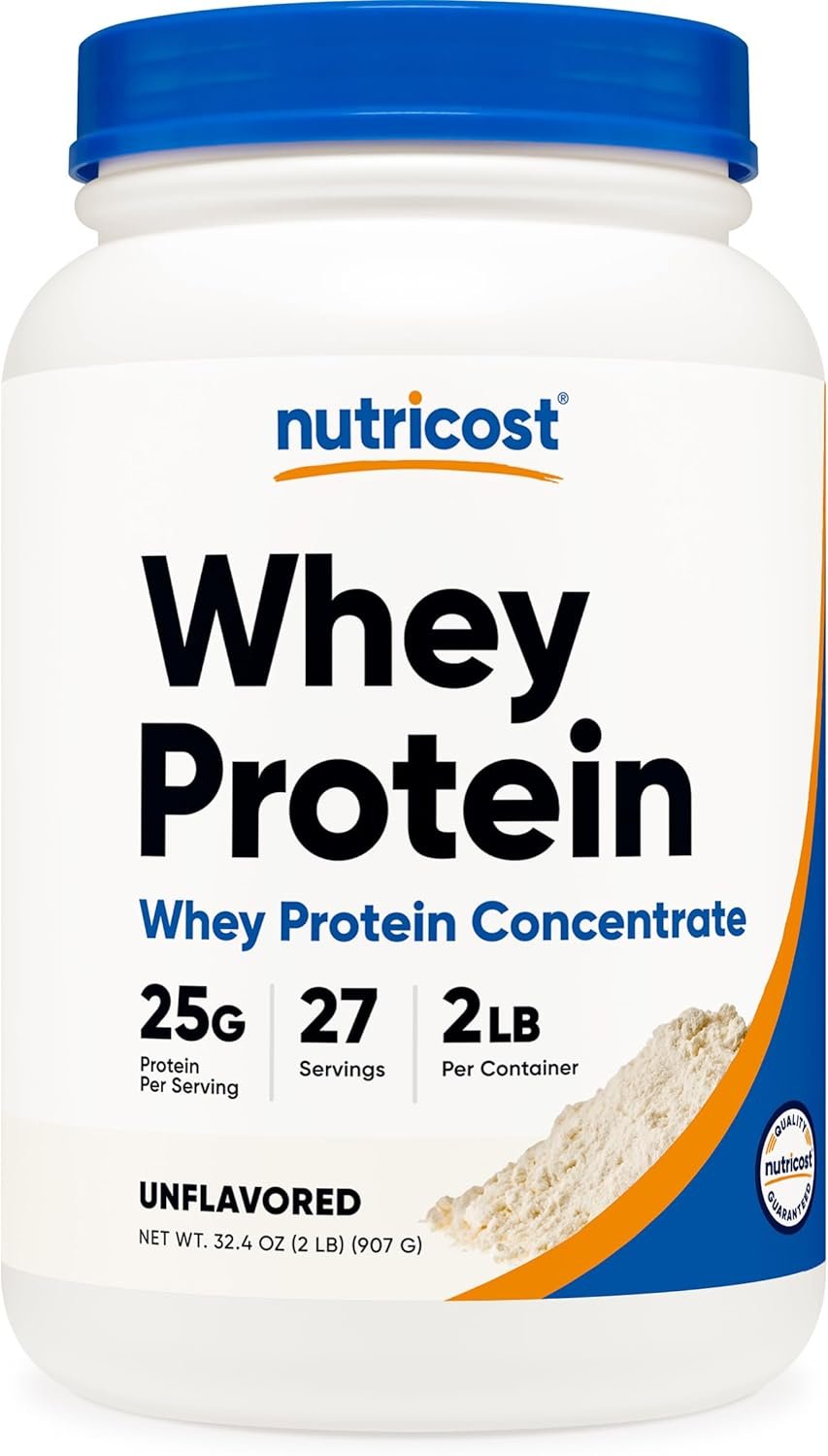 Nutricost Whey Protein Concentrate Powder (Unflavored) 2LBS, Gluten Free | GMO-Free