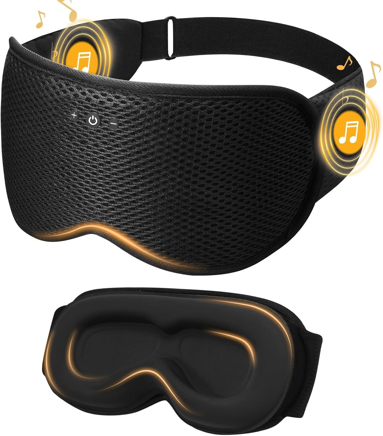 3D Contoured Sleep Mask with Bluetooth Headphones, Eye Masks for Sleep with Ultra-Thin Stereo Speakers for Men, Women, Tech Gifts