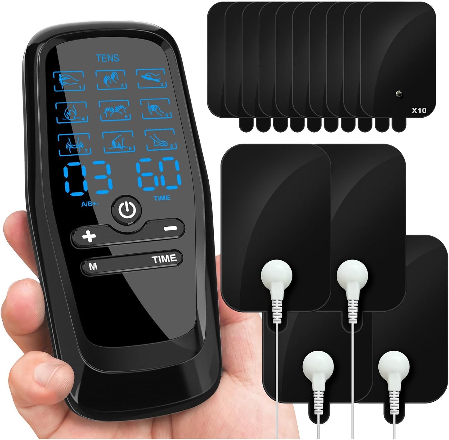 Dual Channel TENS Unit Muscle Stimulator with 10-Pad Set for Pain Relief | FSA-HSA Eligible, Rechargeable Electronic Pulse Massager with 9 Modes, 30 Levels, 10-60 Minute Timer and Large LCD Display