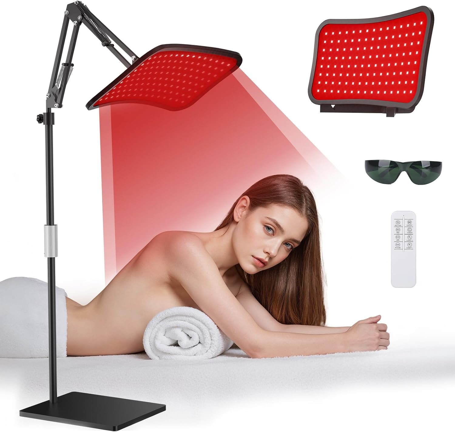 Red Light Therapy for Face Body Infrared Light Lamp Larger Panel | 660nm Red 850nm Near-infrared Led Light Therapy, Adjustable Stable Stand,for Home Use, Gift for Women Men Mom Dad