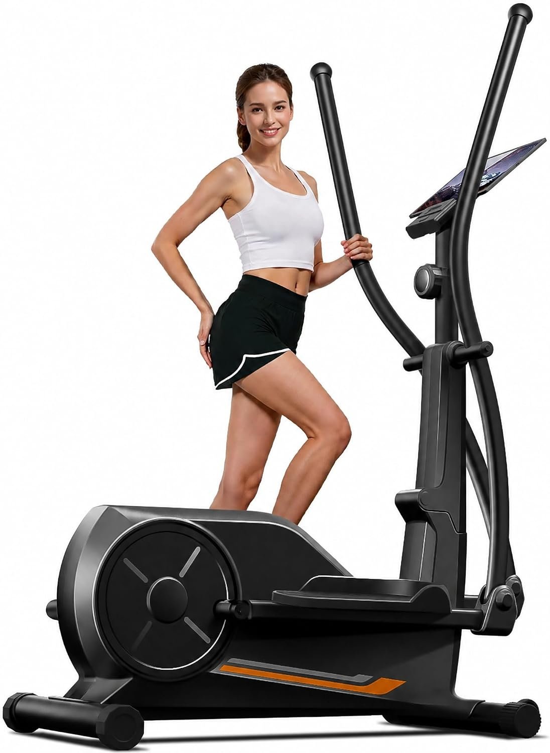 CURSOR Elliptical Exercise Machine, Elliptical Machine for Home with Hyper-Quiet Magnetic Driving System,8 Levels Resistance, 350LBS Weight Capacity，Compact Elliptical with 12IN Stride & LCD Monitor