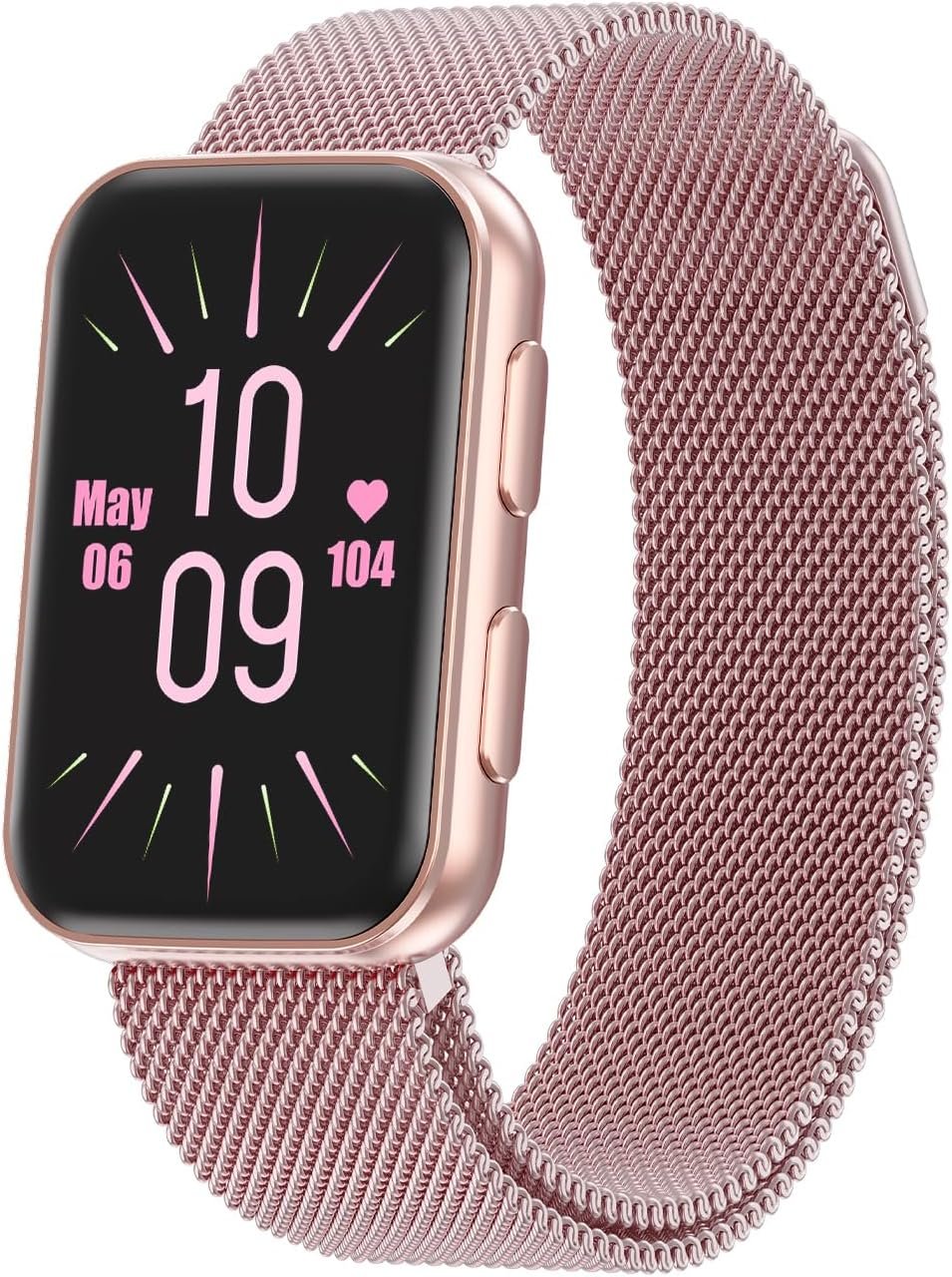 MorePro Health Fitness Tracker with Blood oxy-gen Monitor and 24/7 Heart Rate and Blood Pressure, Sleep Monitor, 120+ Sport Modes Waterproof Fitness Watch for Women Men Android iOS, Active Pink