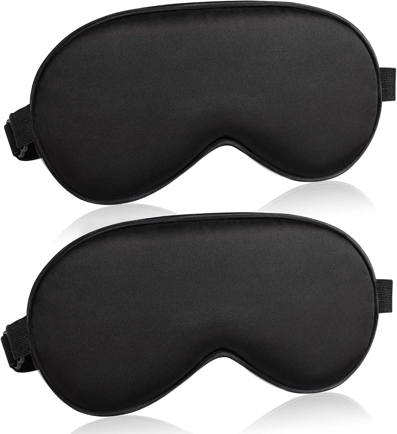 Sleep Mask for Women and Men 2 Pcs Eye Mask for Sleeping | Adjustable Strap Blackout Silk Sleep Eye Masks Soft Eye Covers Blindfolds Black 2 Pack