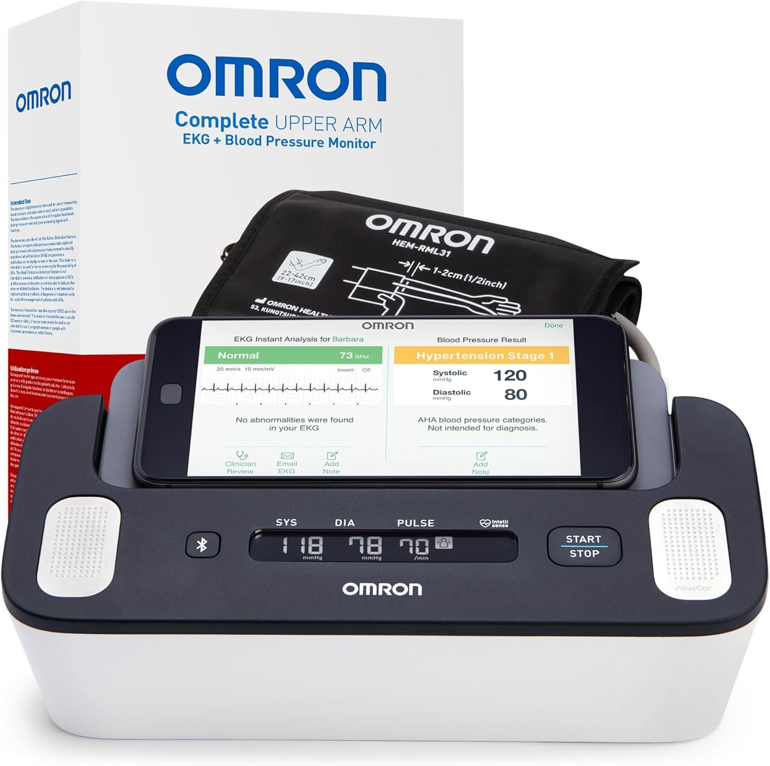 OMRON Complete 2-in-1 Blood Pressure Monitor + EKG for Home Use | Upper Arm Blood Pressure Cuff – #1 Doctor & Pharmacist Recommended Brand – Clinically Validated – Connect App