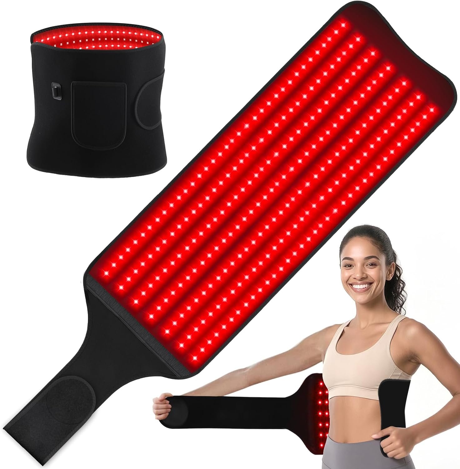 Red Light Therapy for Body, Infrared Red Lights Belt 660nm & 850nm Infra LEDs Light for Body Back Knee Hands Waist Relax, Birthday Christmas Gift for Women Men Mom Father Lover 21.45*11 Inch