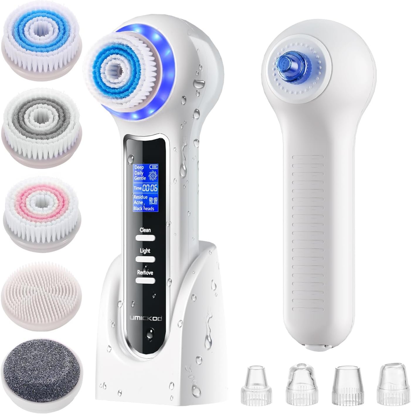 3 in 1 Facial Cleansing Brush & Blackhead Remover, Rechargeable Face Scrubber with LCD Screen, IPX7 Waterproof, Deep Pore Cleaning, Exfoliating & Massaging for All Skin Types