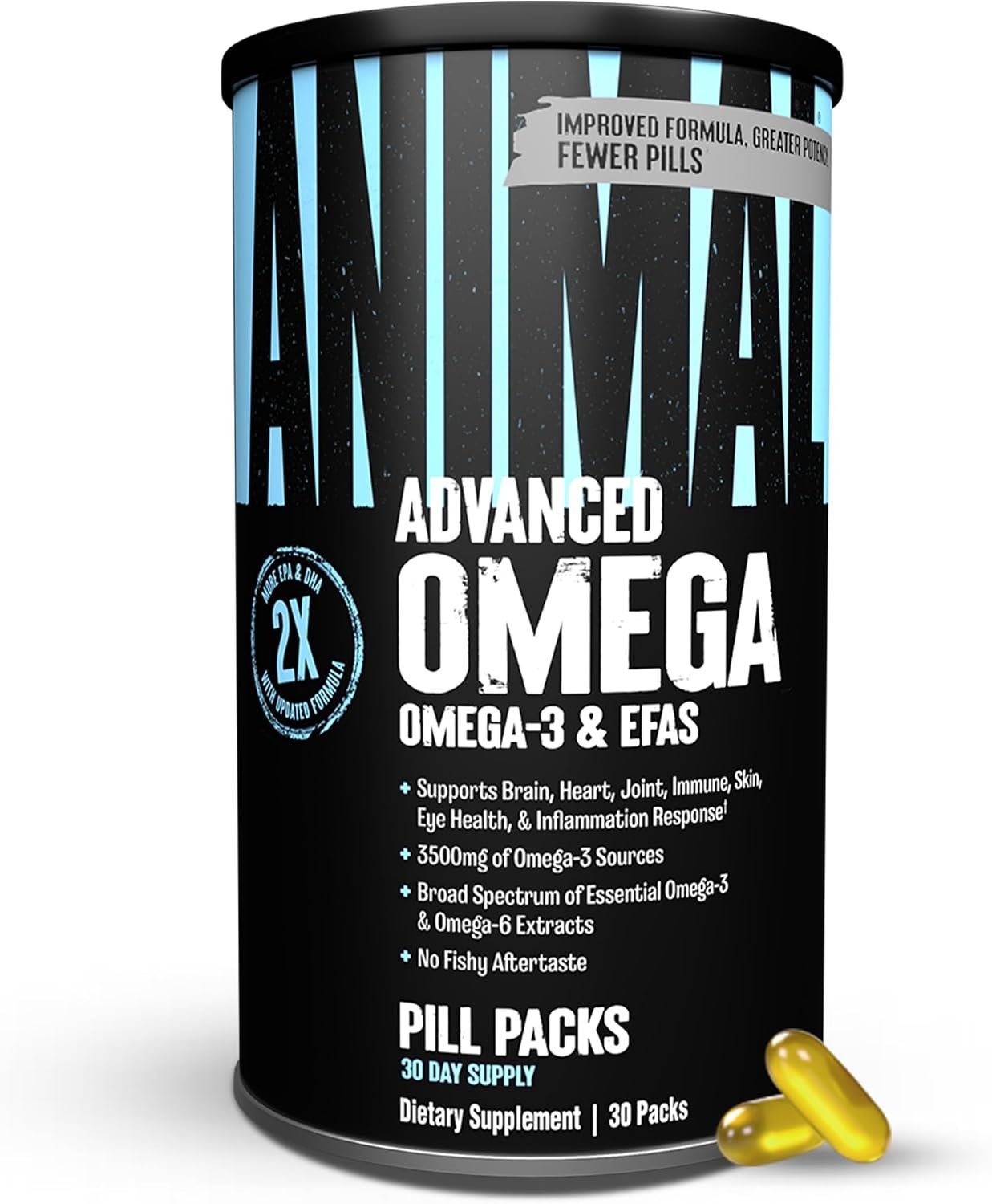 Animal Advanced Omega 3 Fatty Acids – 3500mg EPA DHA Fish Oil Omega 3 Supplement for Women & Men High Potency Blend with CLA GLA ALA for Brain Skin Eye Immune Joint Health 30 Pill Packs