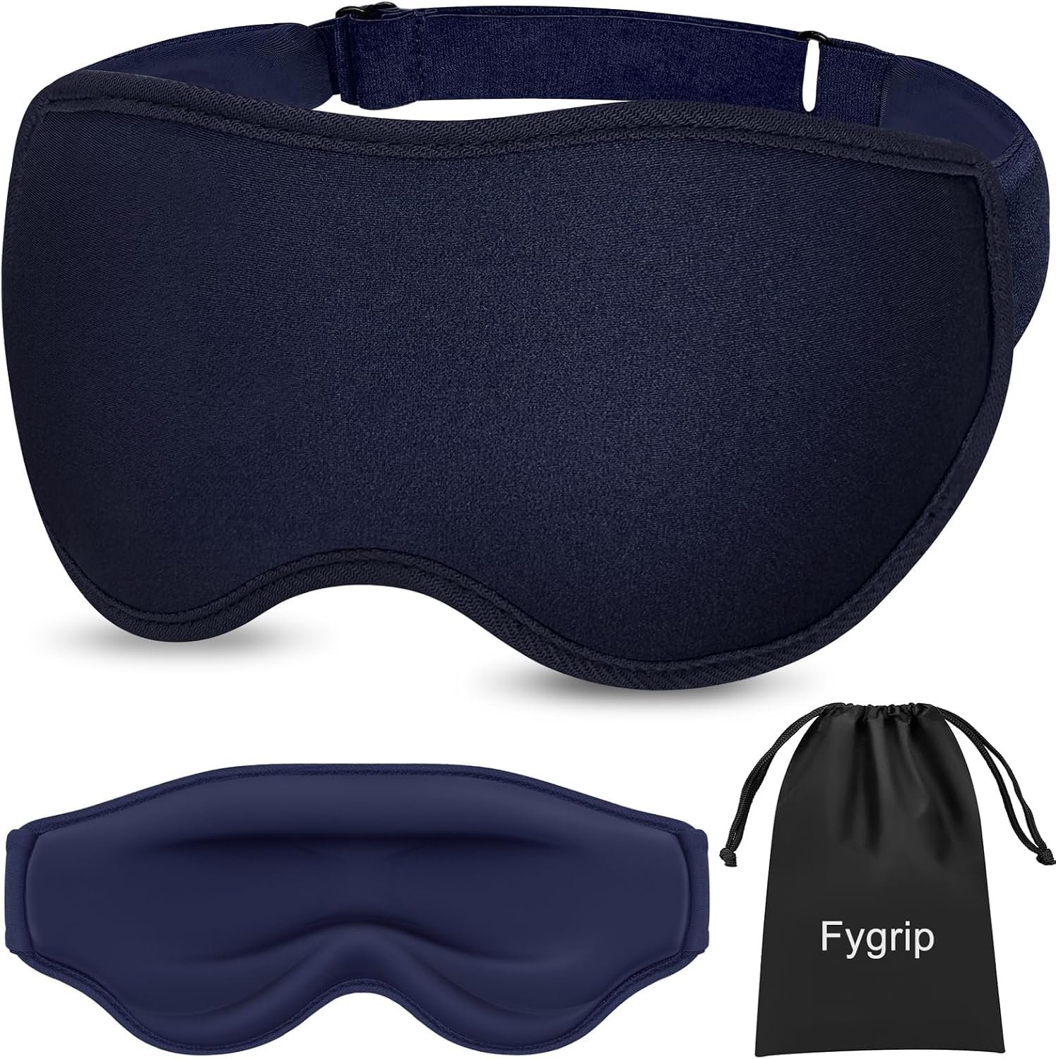 3D Eye Mask Sleep Mask for Men & Women, Blue | 100% Pressure-Free & Light Block-Out Eye Mask for Sleep with Easy Adjustable Strap, Night Eye Cover for Travel