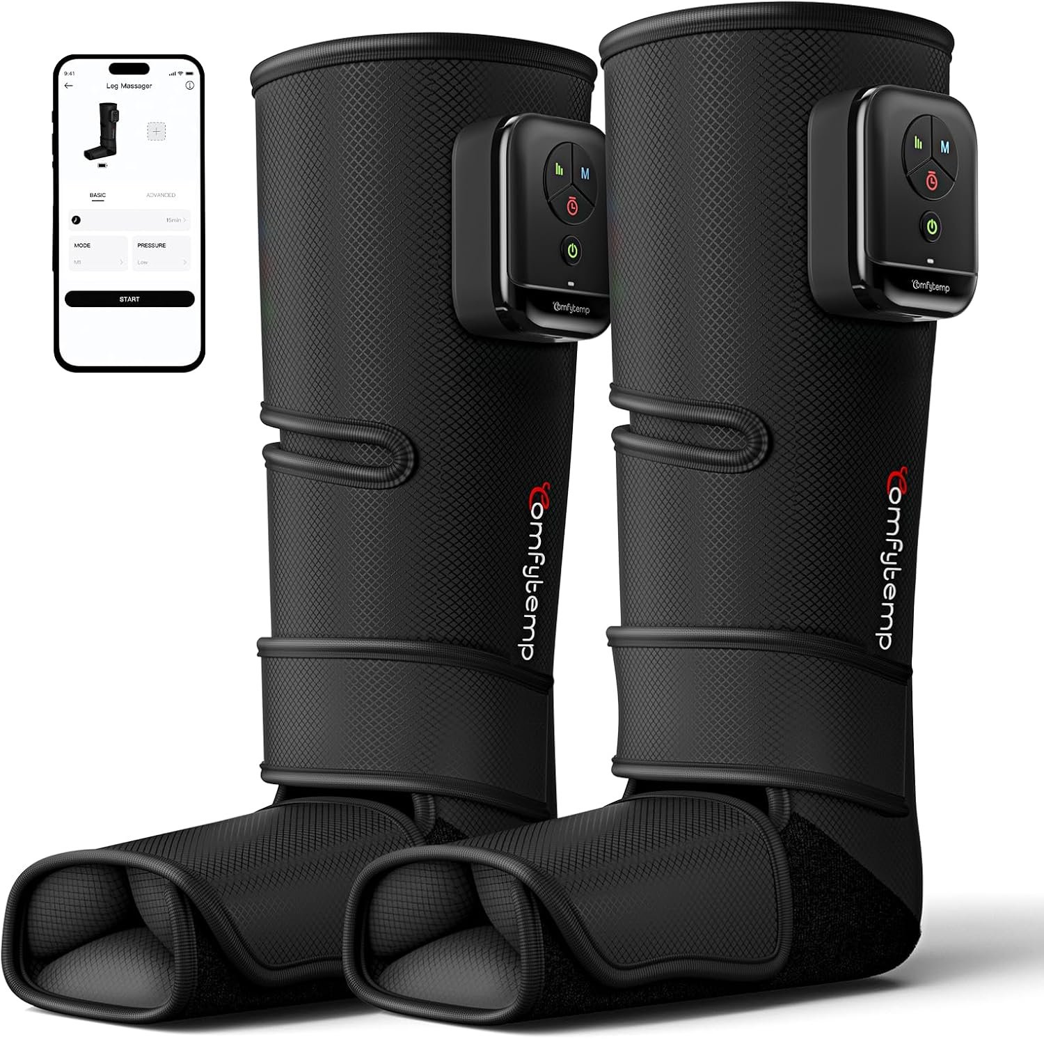 Comfytemp Air Compression Leg Massager for Circulation and Pain Relief FSA | Cordless & Rechargeable, Recovery for Varicose Veins, RLS, Foot and Calf Compression Boots, HSA Eligible (Fit Calf 13″~19″)
