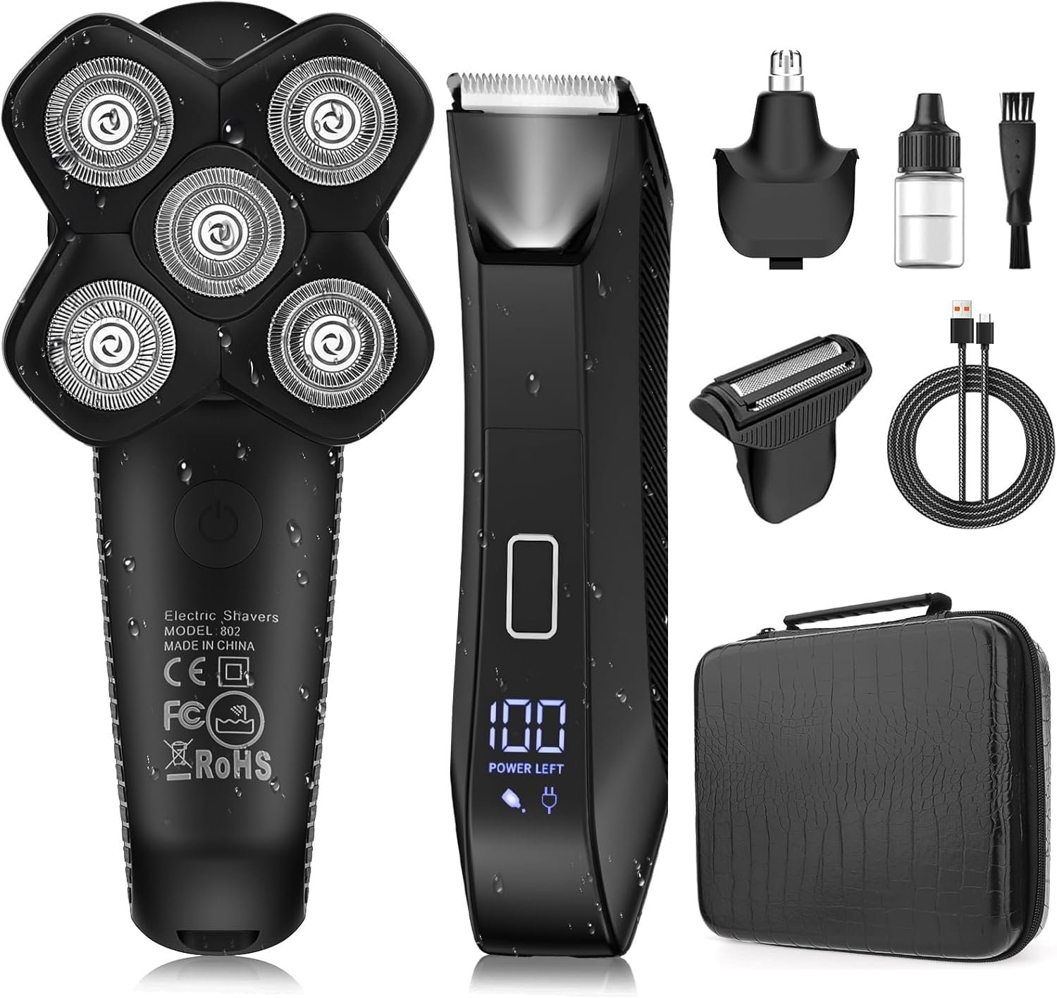 Manscape Bald Head & Body Shavers for Men, Body/Ball/Pubic/Groin Trimmer | Mens Grooming Kits Body Groomer, No Nick, IPX7 Waterproof, Travel Case, LED Light, USB-C Charge, Interchangeable Blades