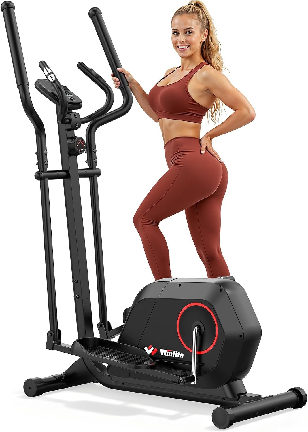 Elliptical Machine, Elliptical Exercise Machine for Home with Hyper-Quiet Magnetic Driving System, Elliptical Trainer with 15.5IN Stride, 14 Resistance Levels, 300LBS Loading Capacity