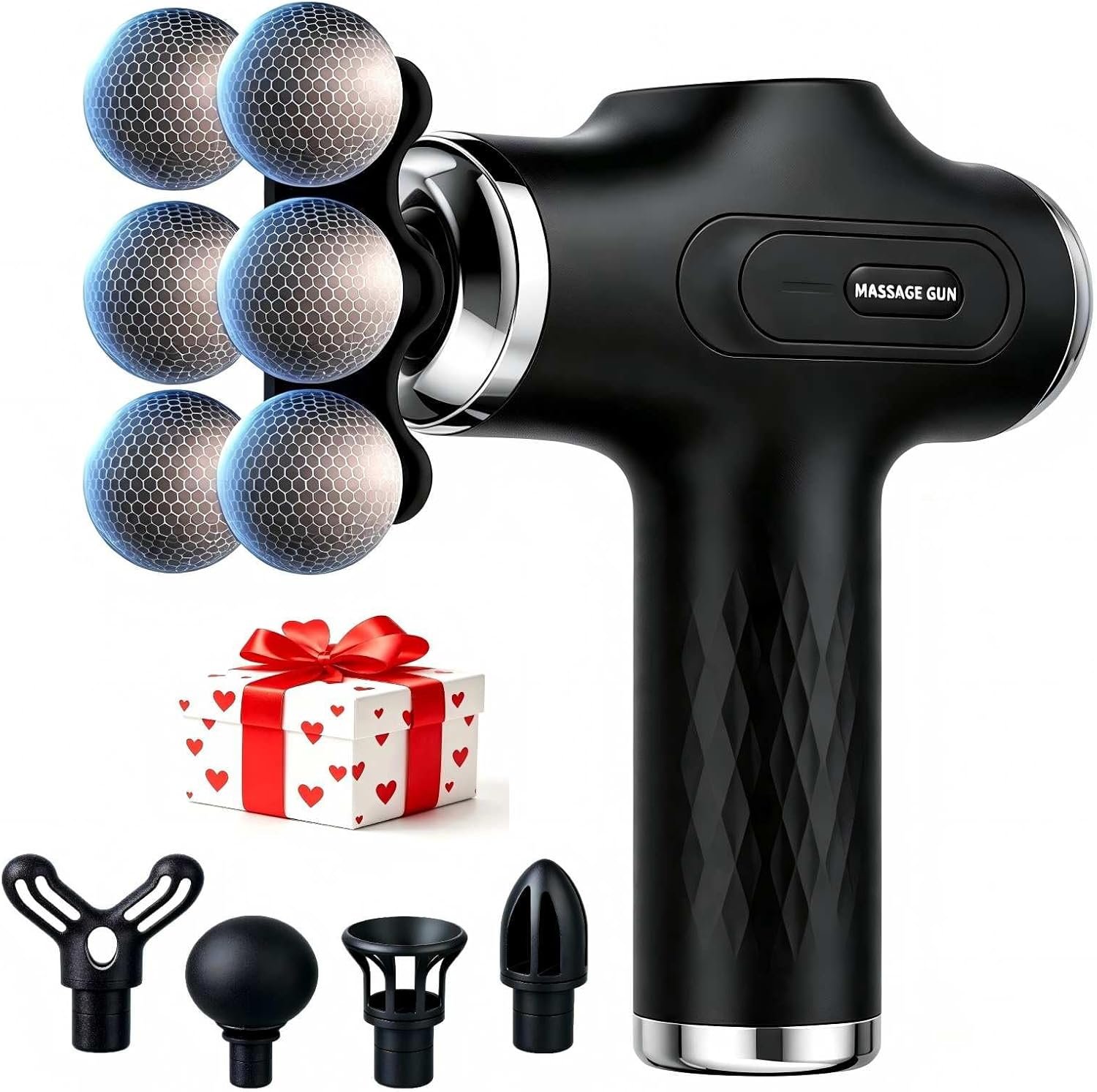 Massage Gun with Wide-Coverage Head, Comfortable Massage for Home & Travel | Lightweight Handheld Design with Wide-Coverage Massage Head, Quiet Operation, Multiple Massage Heads for Home,Gym & Travel