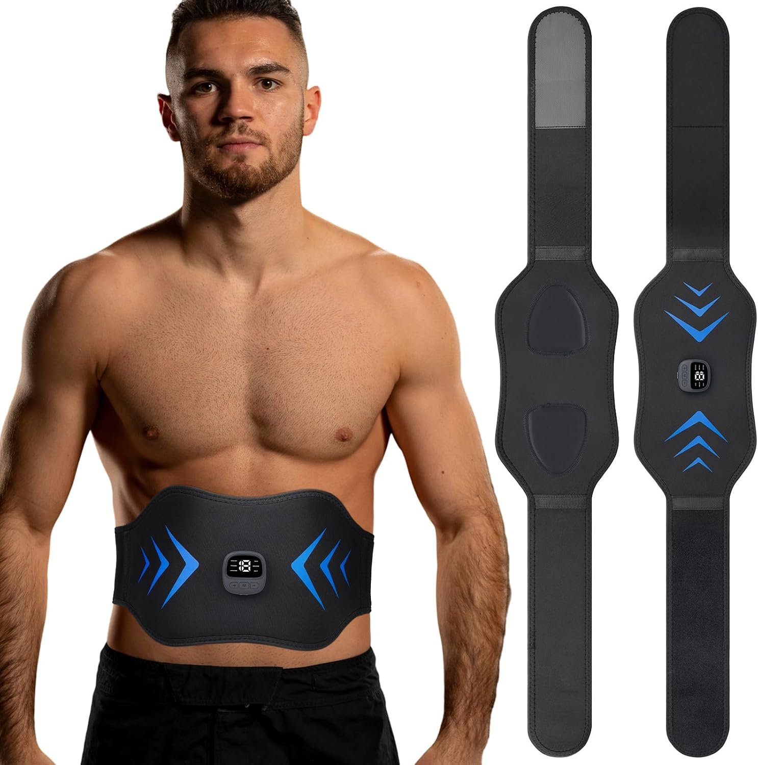 FDA Cleared ABS Stimulator Muscle Toner, Ab Machine, Fitness Workout Equipment for Women and Men (Black Blue)