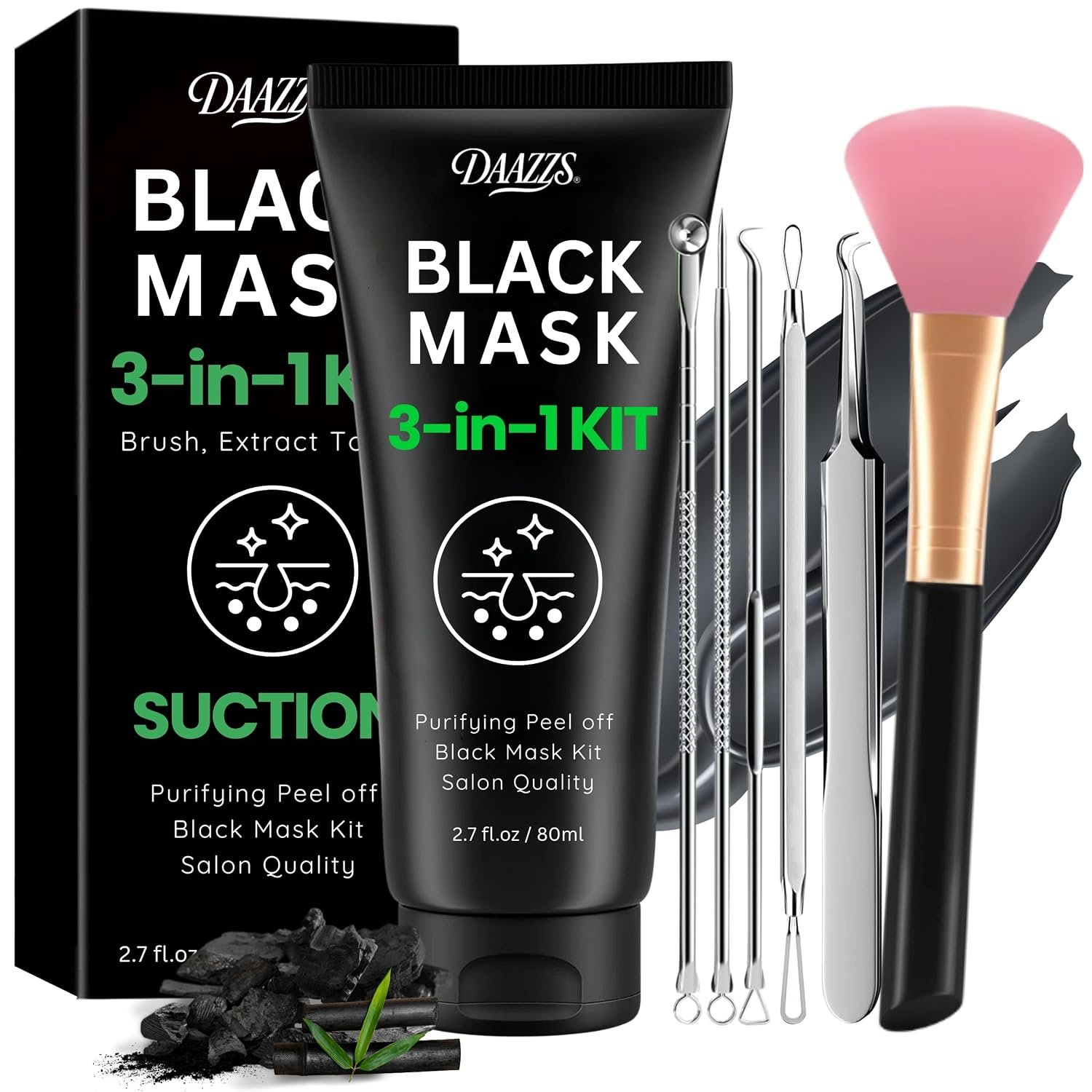 Blackhead Remover Mask: Charcoal Peel Off Face Mask Kit for Pores Deep Cleansing and Purifying – Facial and Nose Mask for All Skin Types with Tools